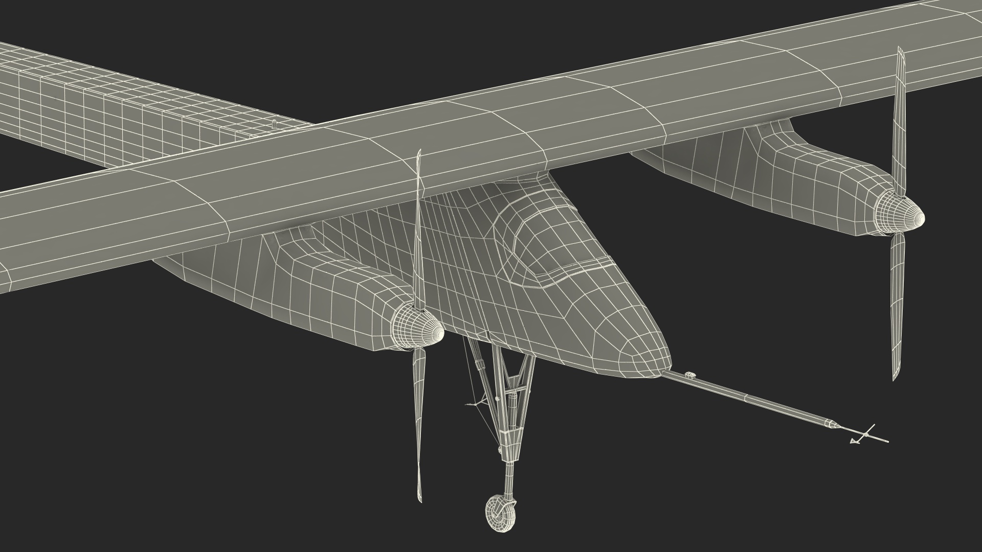 Solar Powered Electric Plane with Simple Interior 3D model