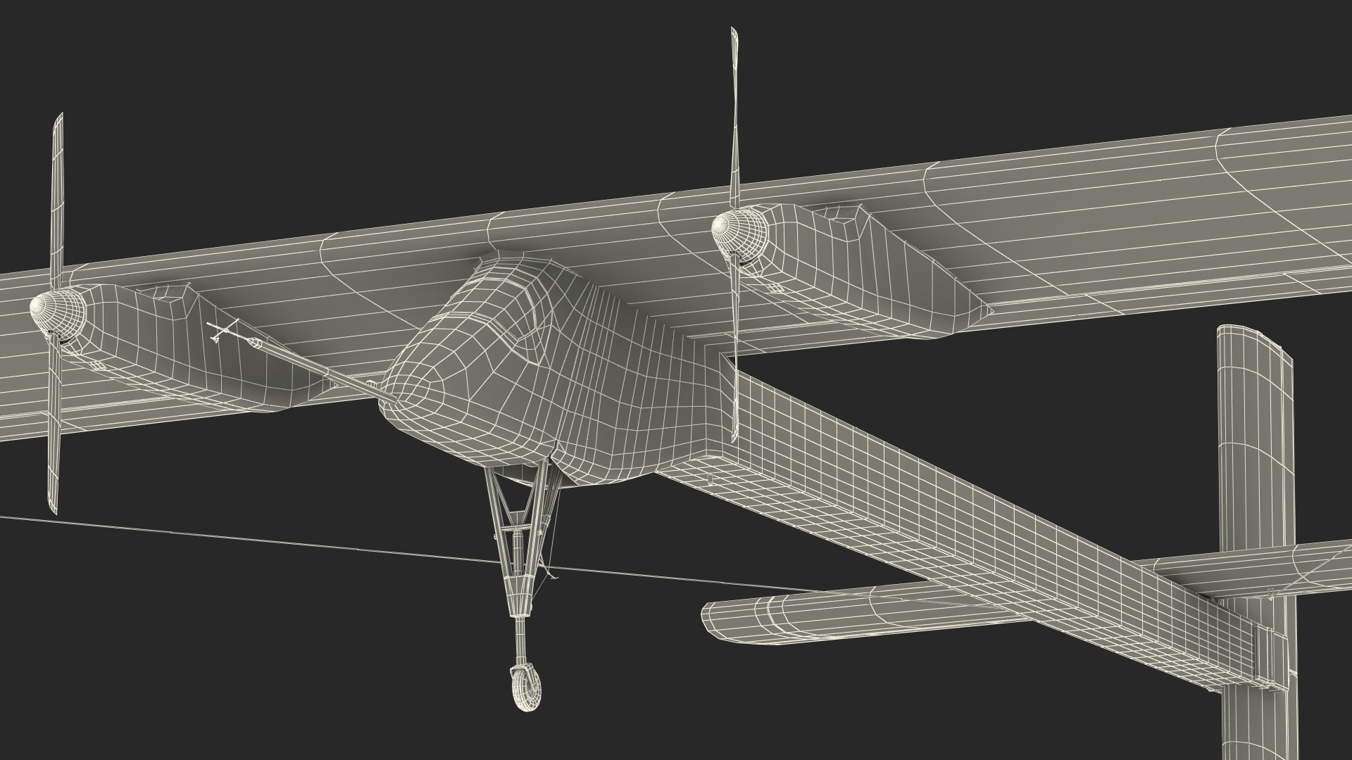 Solar Powered Electric Plane with Simple Interior 3D model