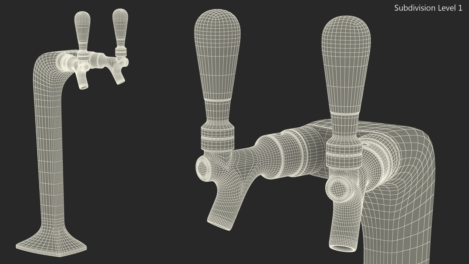 3D Double Tap Draft Beer Tower Brass model