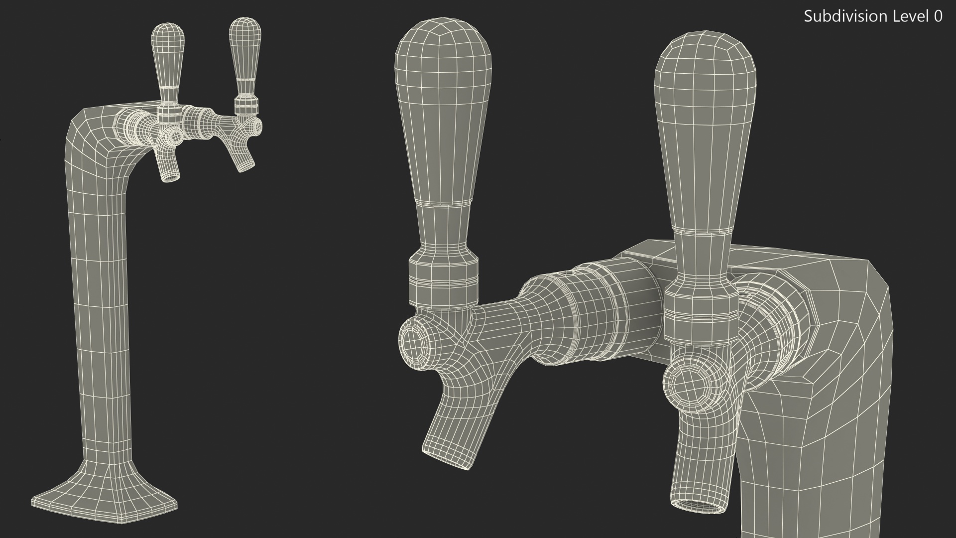 3D Double Tap Draft Beer Tower Brass model