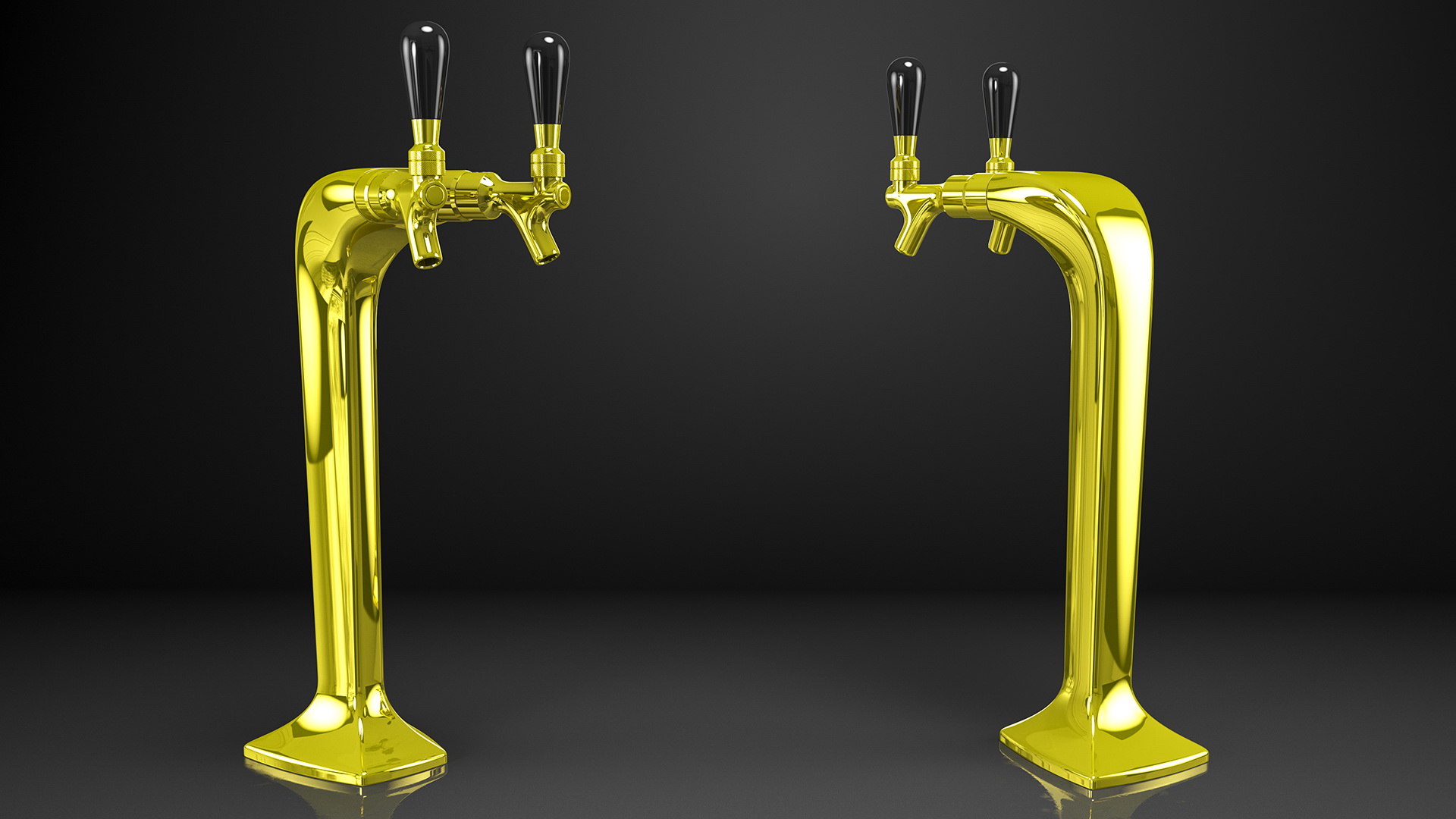 3D Double Tap Draft Beer Tower Brass model