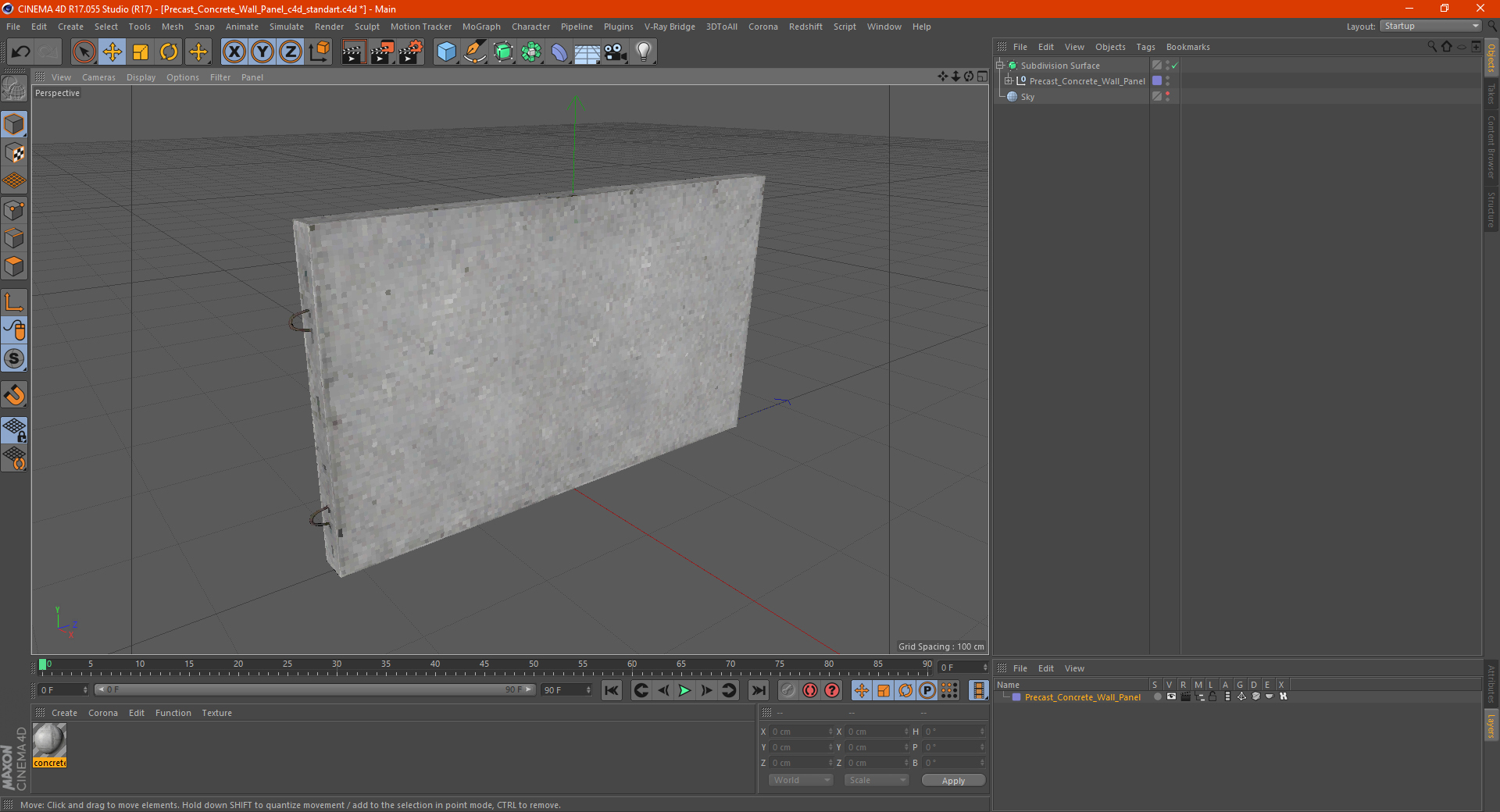 Precast Concrete Wall Panel 3D