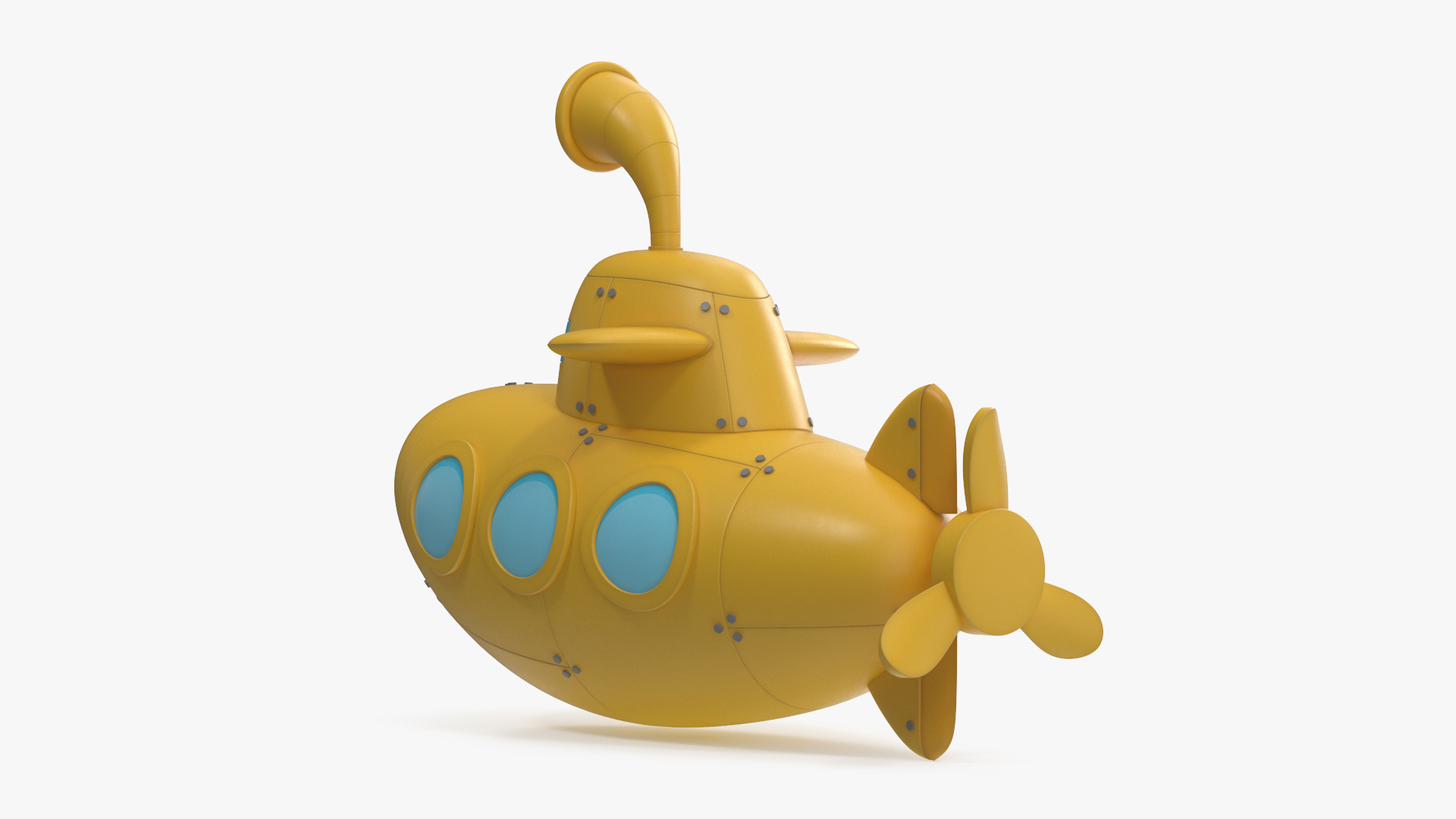 Cartoon Submarine Yellow 3D model