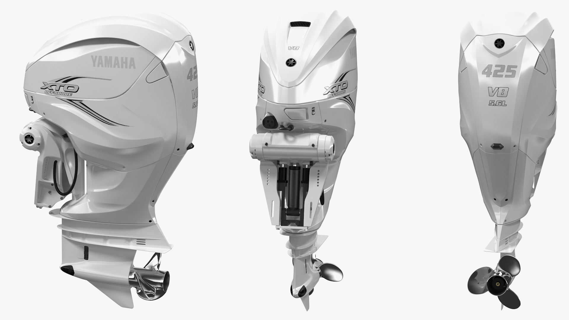 Yamaha F425A 4-Stroke Outboard Motor White 3D