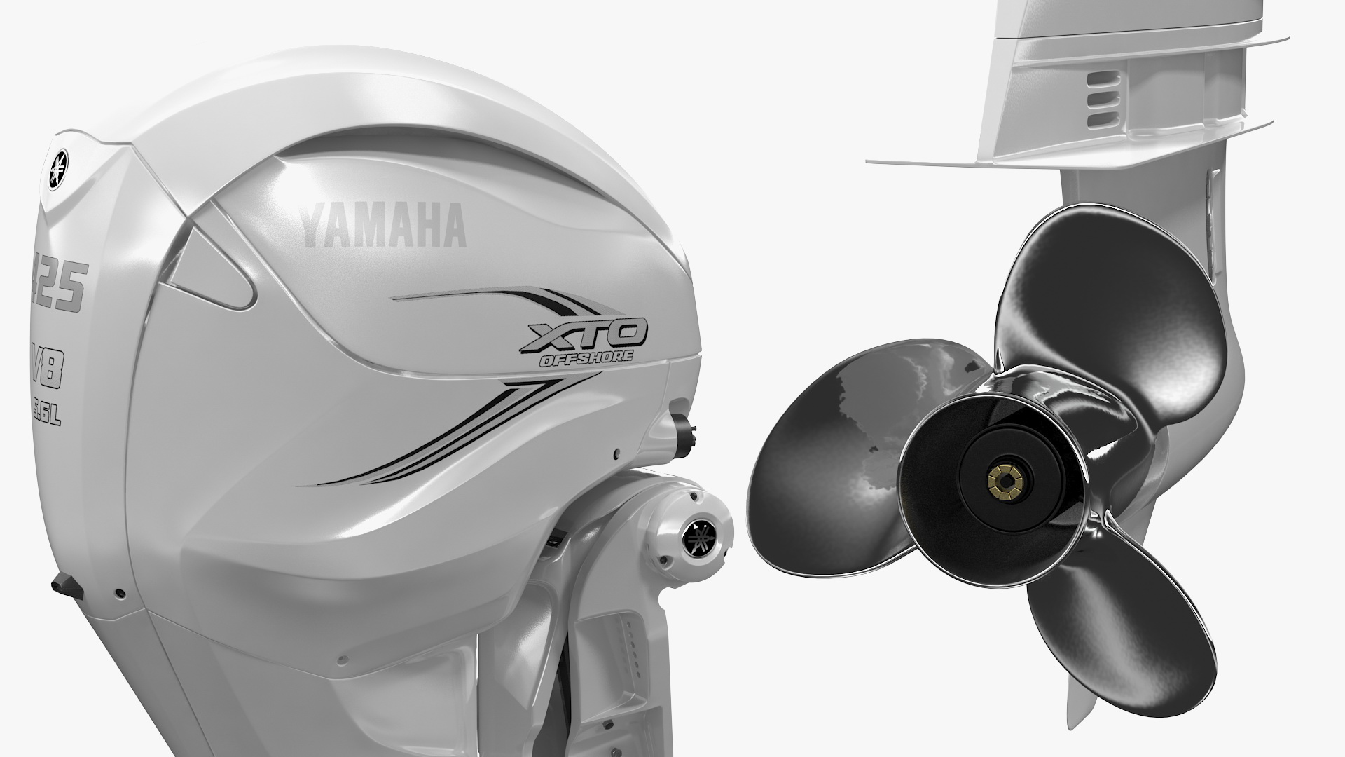 Yamaha F425A 4-Stroke Outboard Motor White 3D