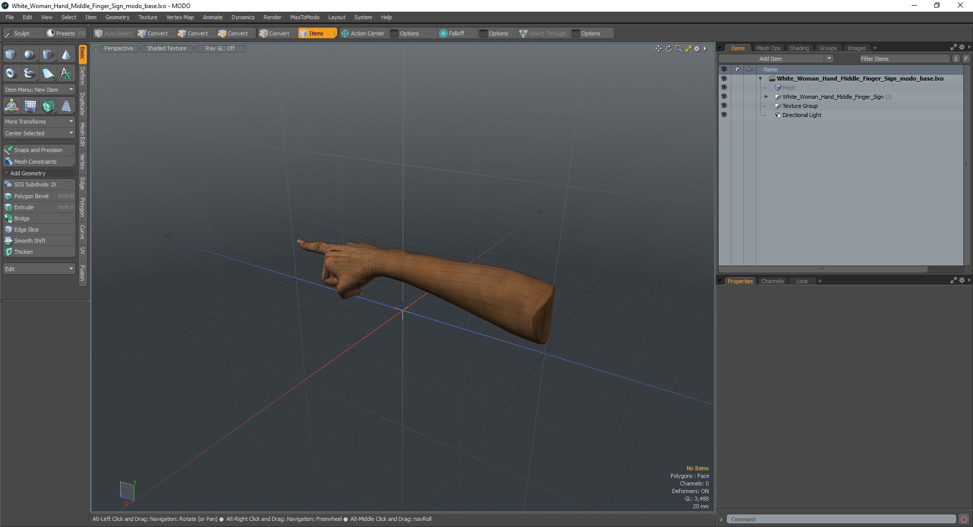 3D model White Woman Hand Middle Finger Sign
