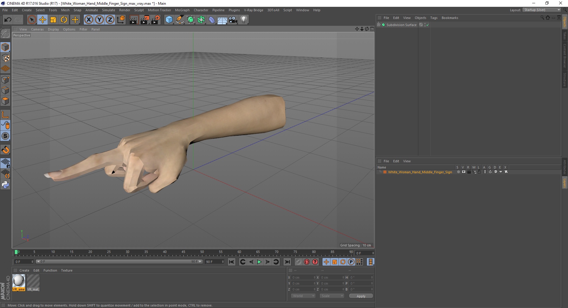 3D model White Woman Hand Middle Finger Sign