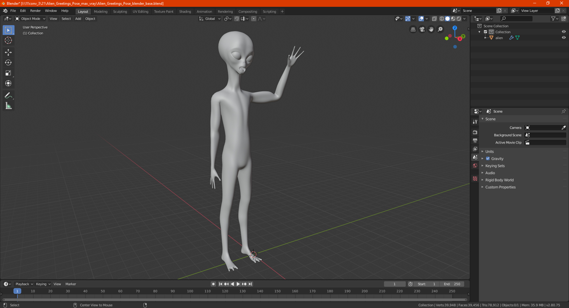 3D model Alien Greetings Pose