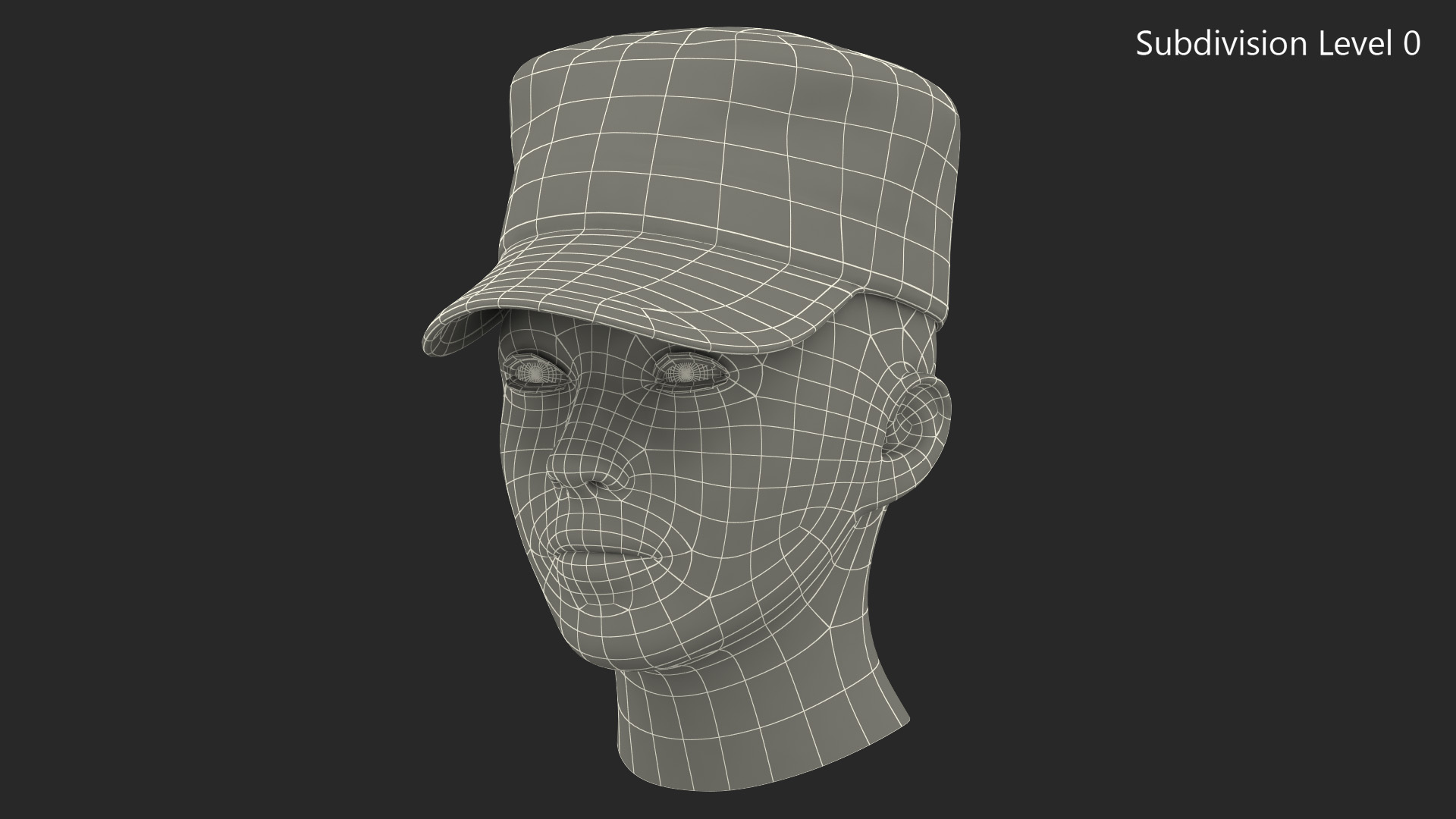3D Female Soldier Head Fur model