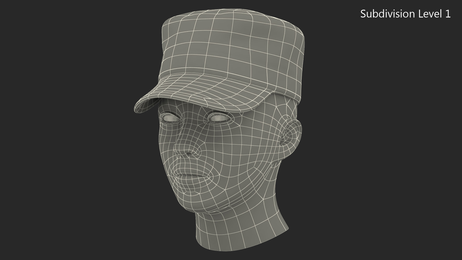 3D Female Soldier Head Fur model