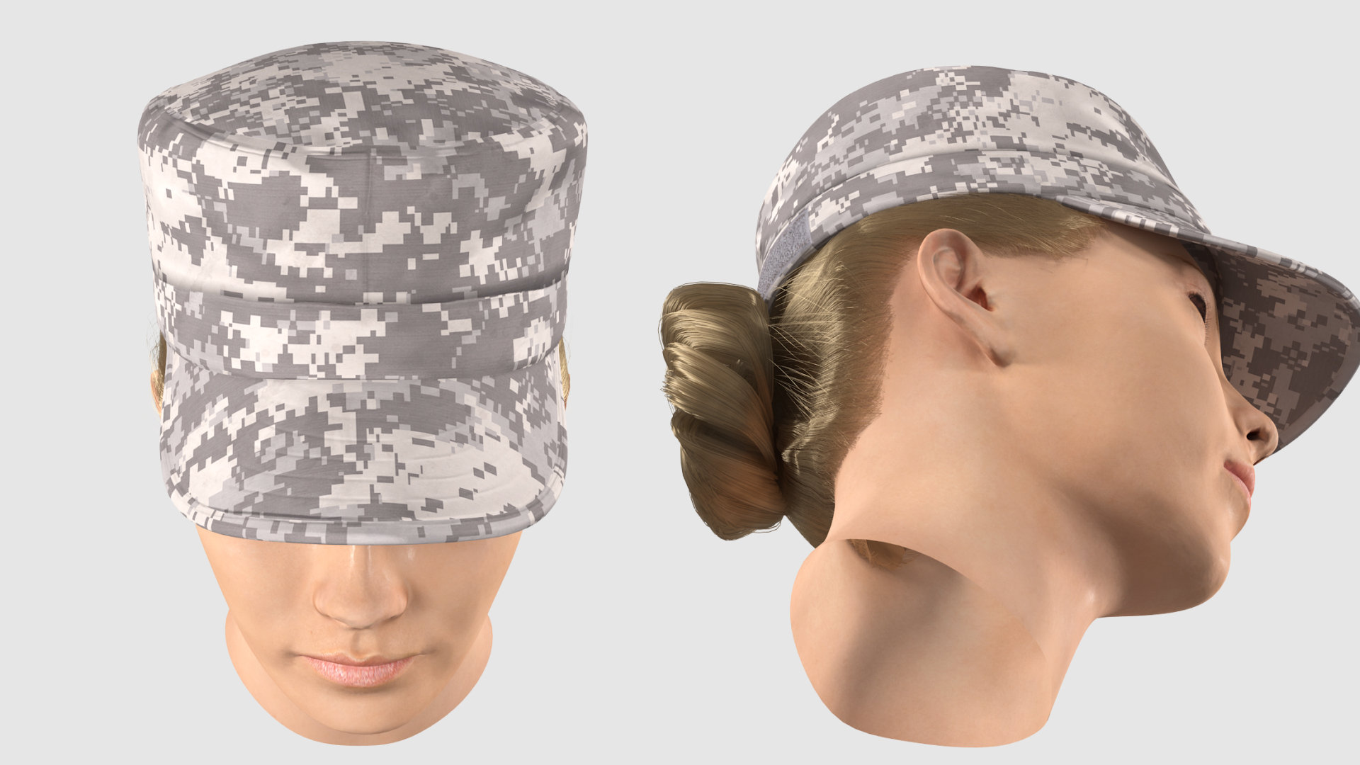 3D Female Soldier Head Fur model