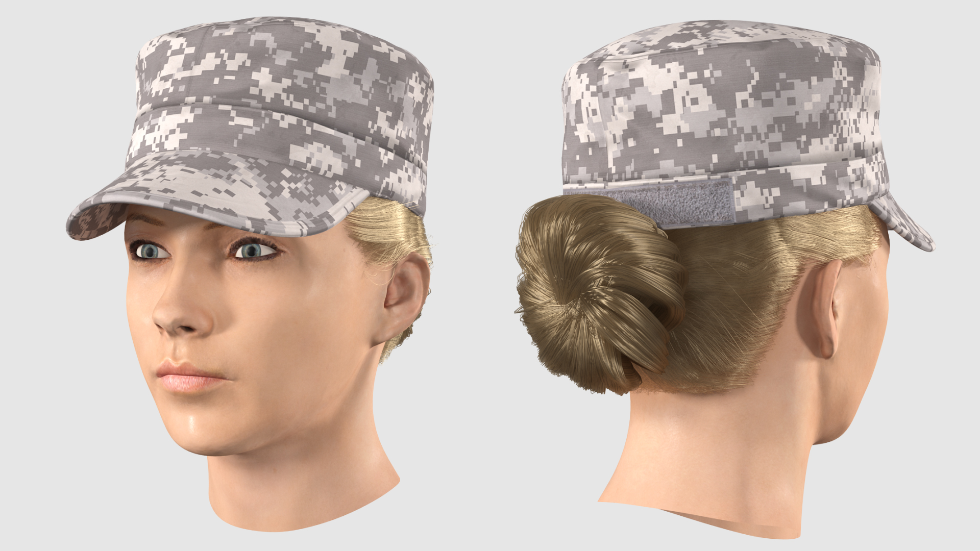 3D Female Soldier Head Fur model