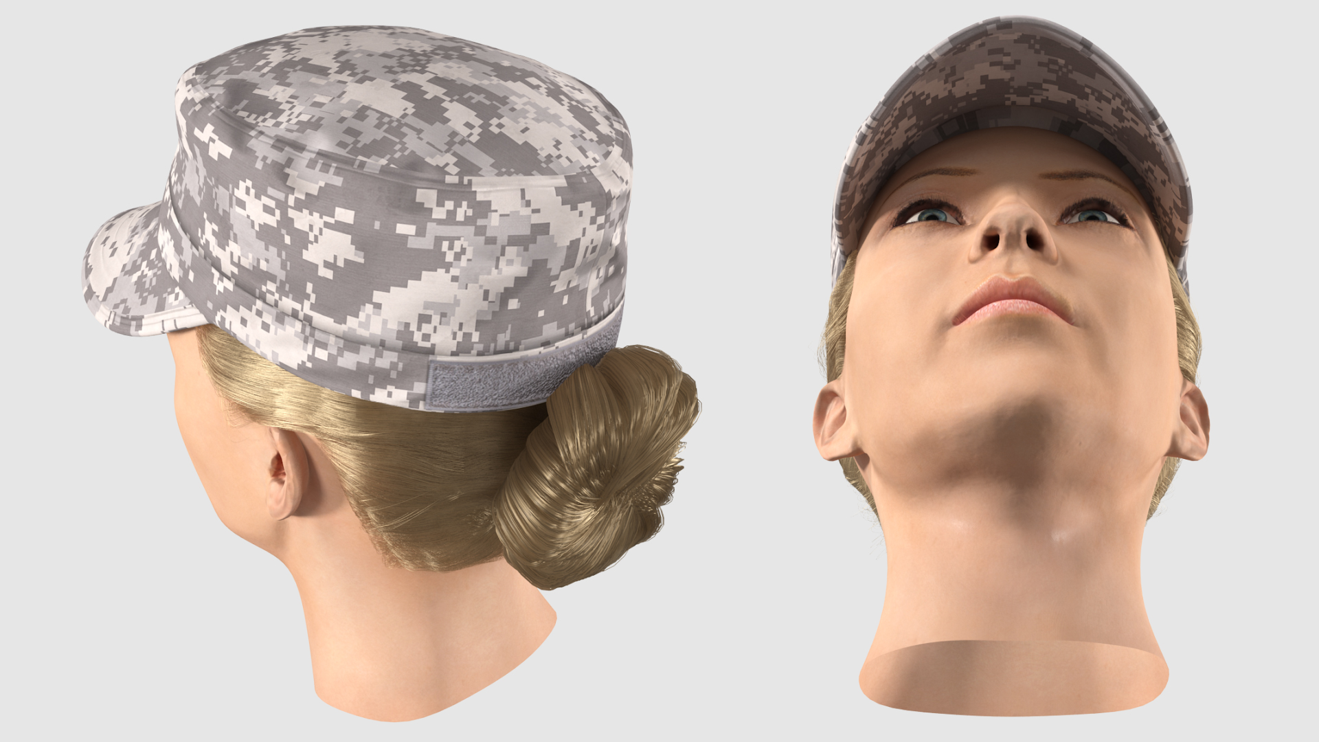 3D Female Soldier Head Fur model
