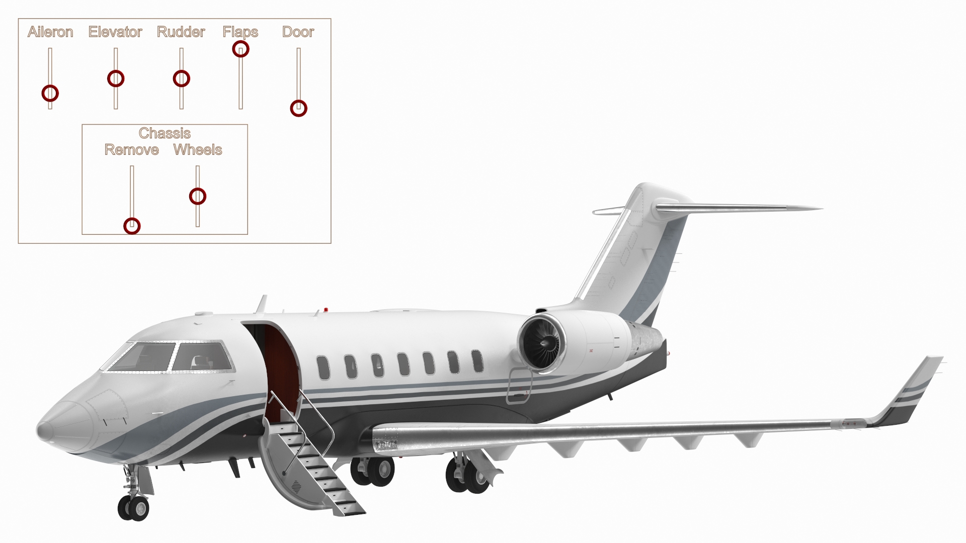 Business Jet Bombardier Challenger 604 In Aircraft Hangar Rigged 3D model