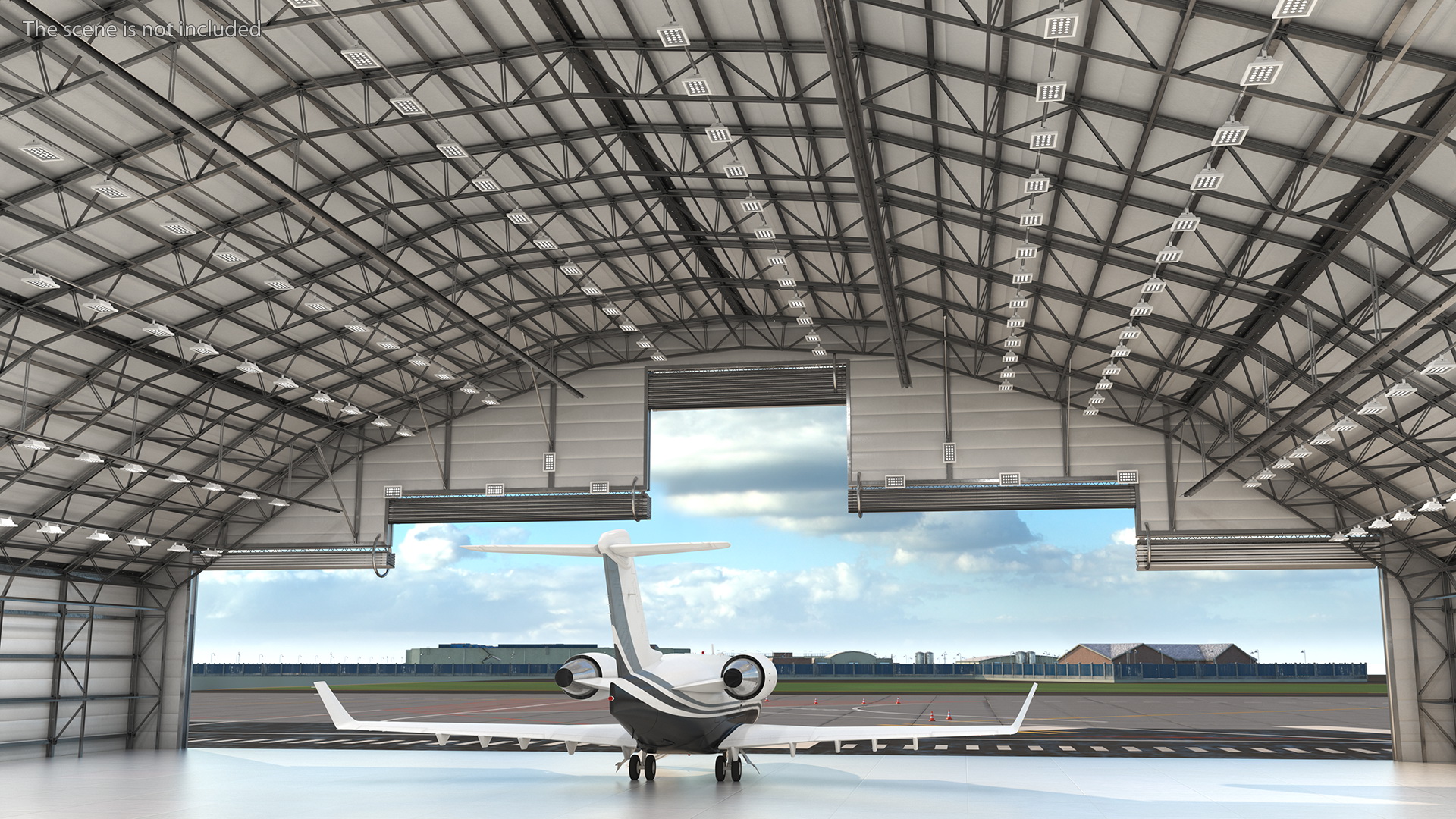 Business Jet Bombardier Challenger 604 In Aircraft Hangar Rigged 3D model