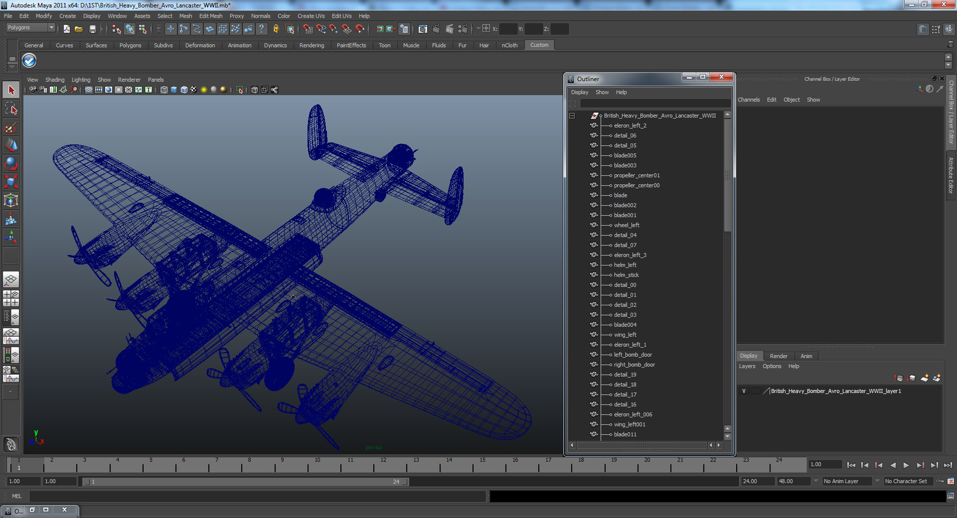 3D model British Heavy Bomber Avro Lancaster WWII