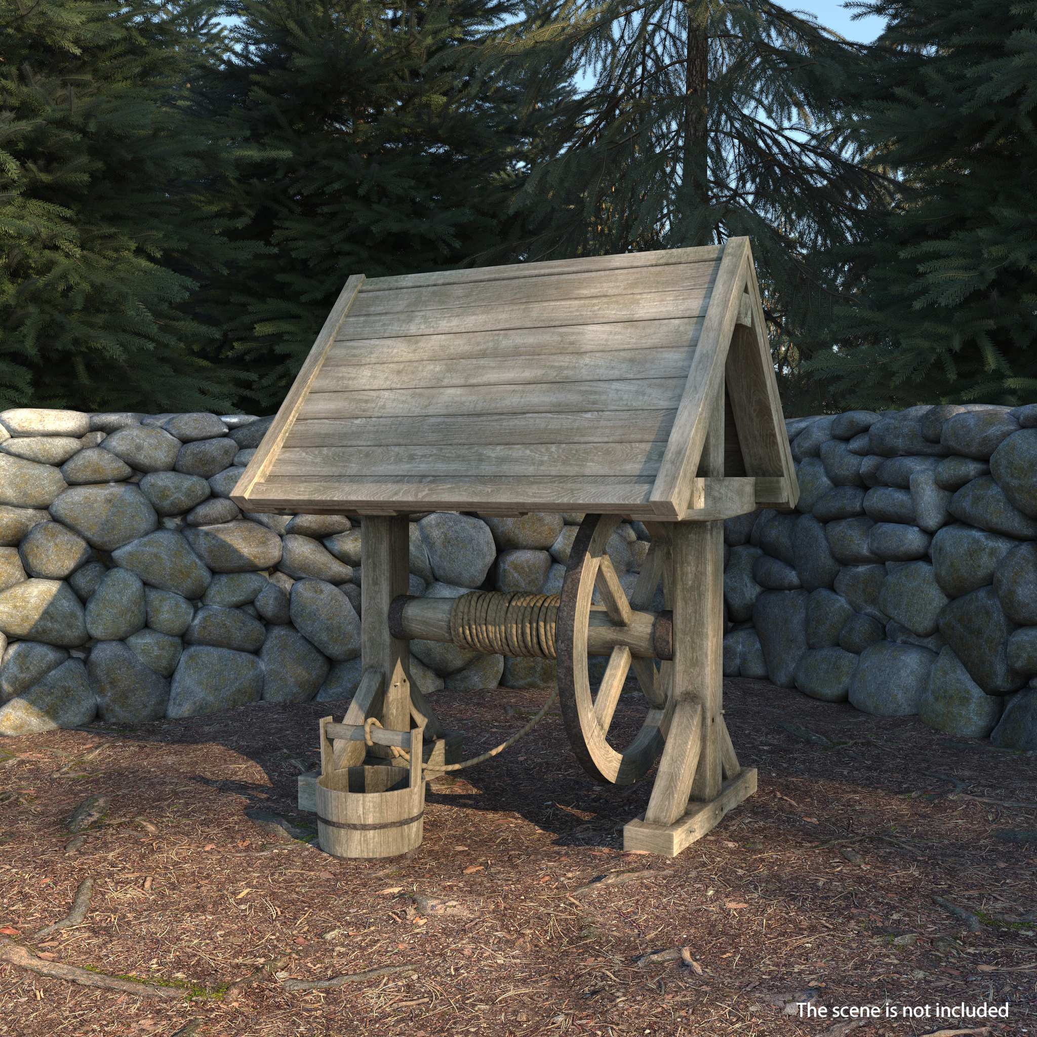 Wooden Water Well 3D