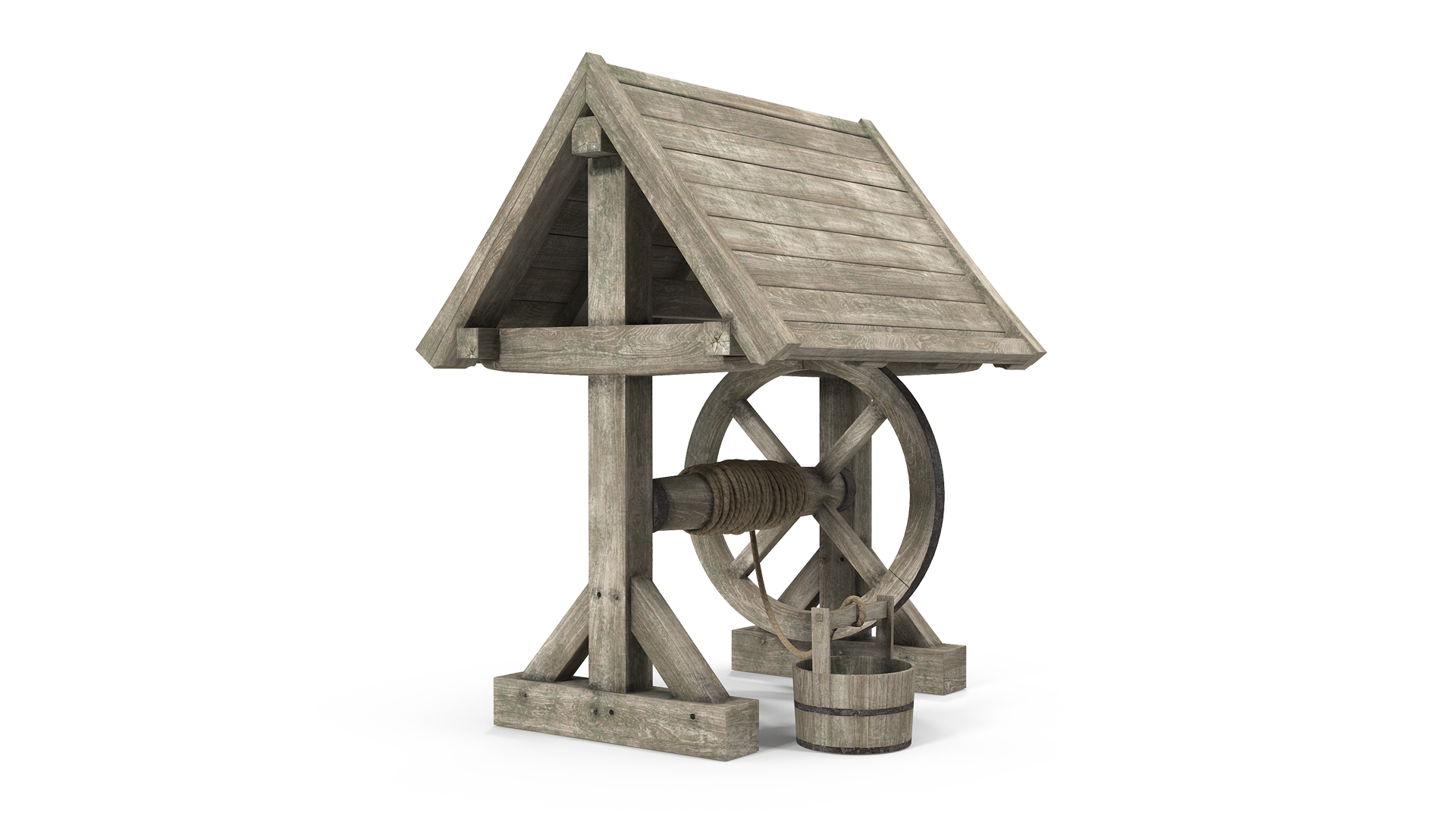 Wooden Water Well 3D