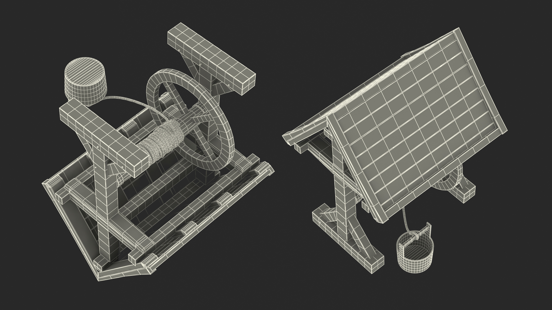 Wooden Water Well 3D
