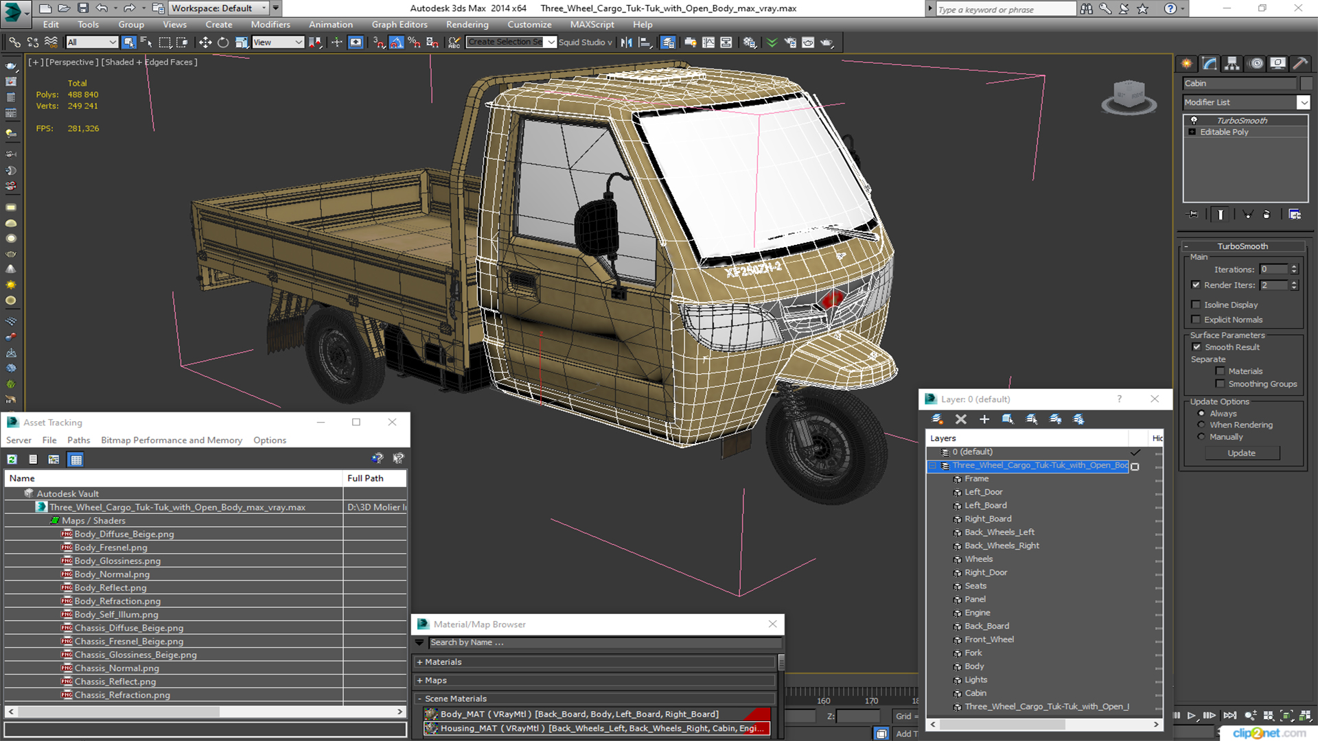 3D model Three Wheel Cargo Tuk-Tuk with Open Body