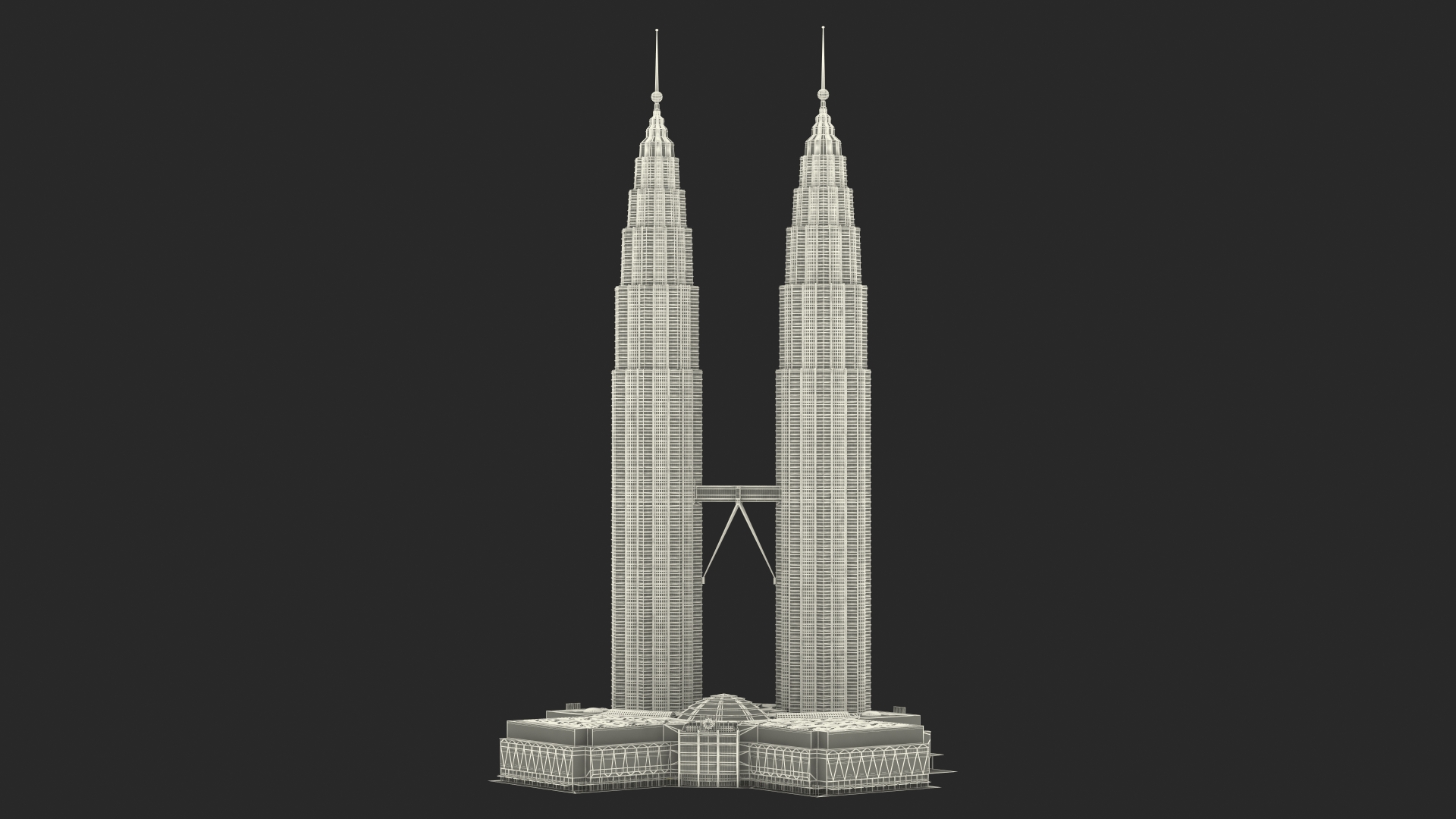 3D Petronas Towers Twin Skyscrapers Night Glow model