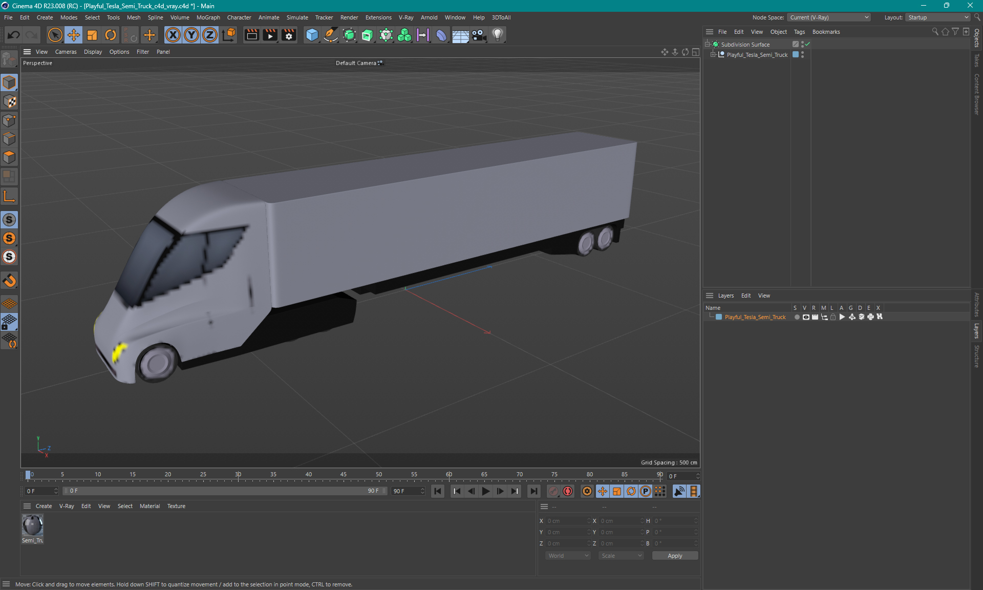 Playful Tesla Semi Truck 3D model