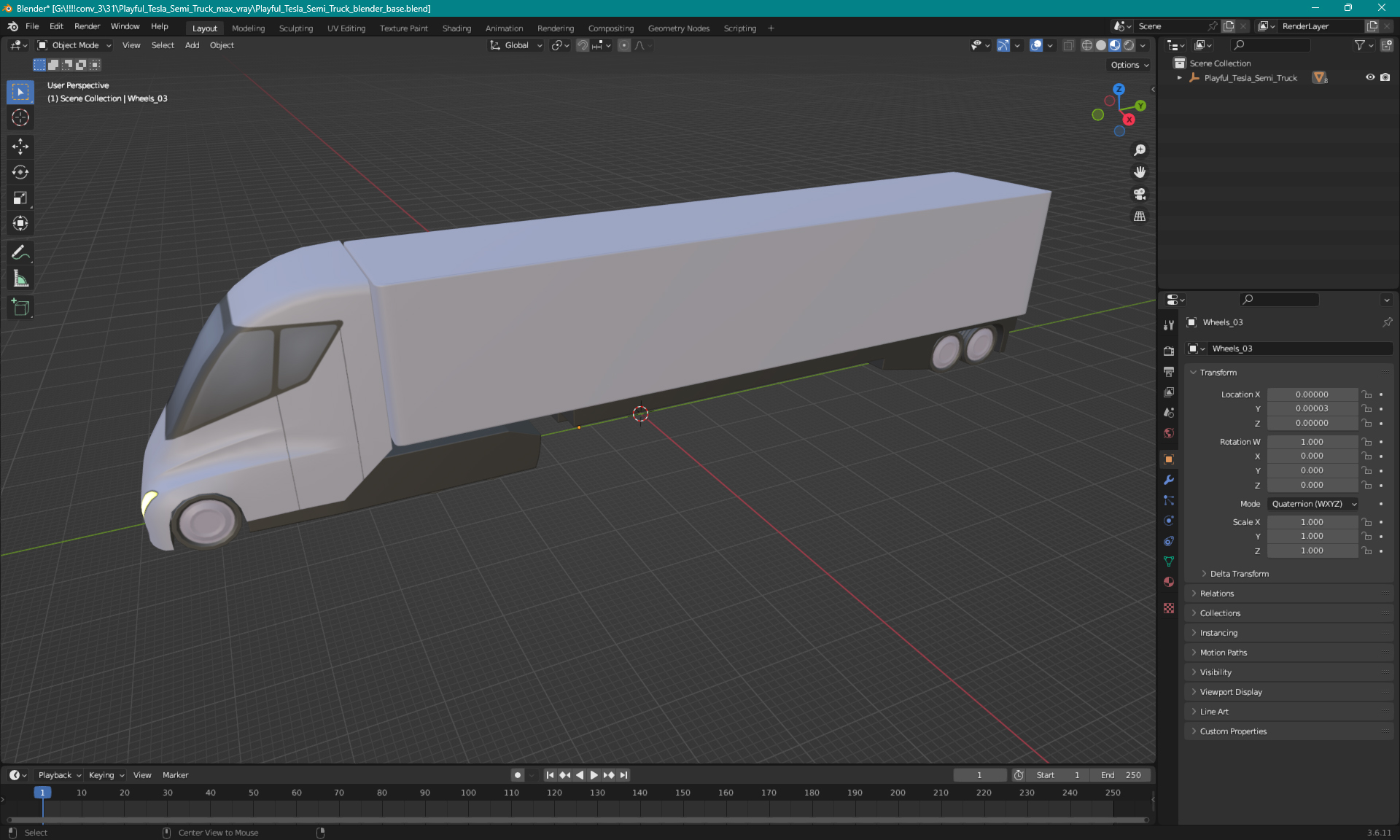 Playful Tesla Semi Truck 3D model