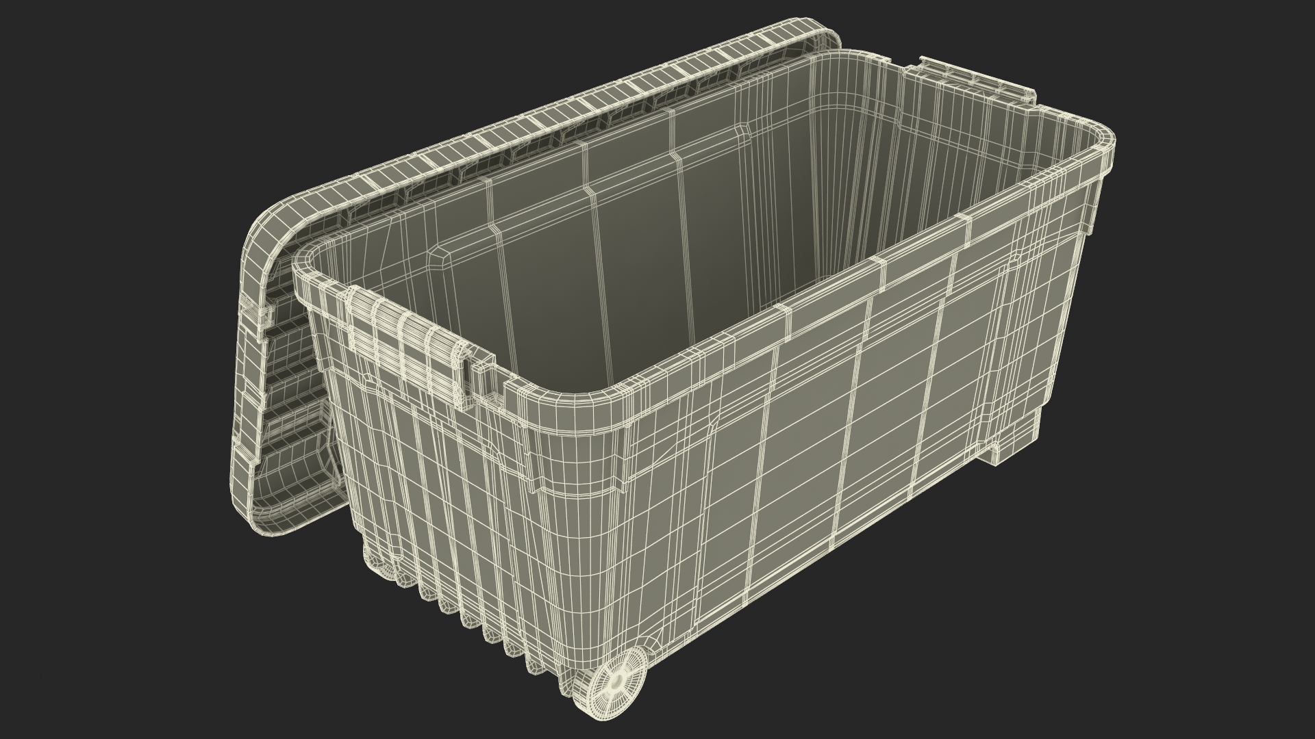 3D Plastic Storage Container Open Green