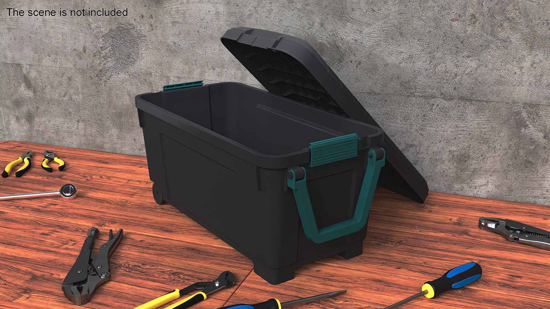 3D Plastic Storage Container Open Green
