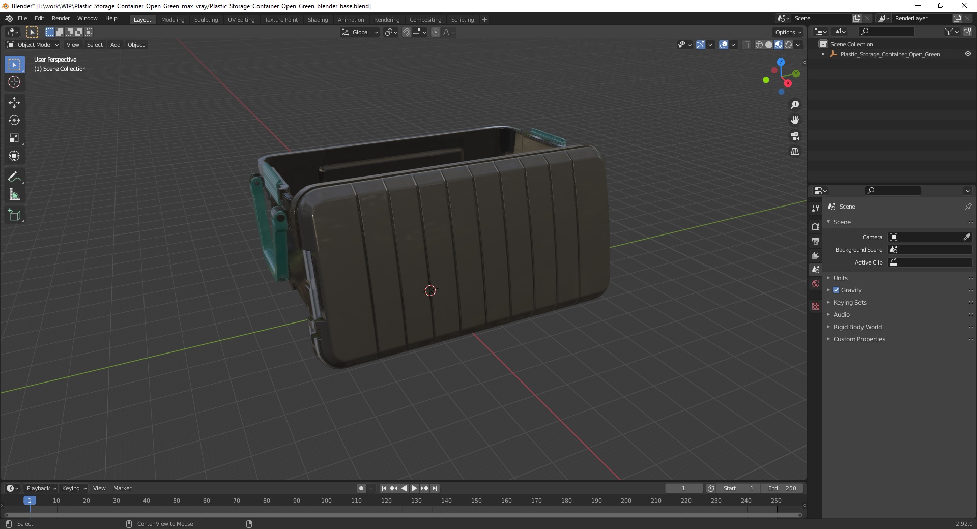 3D Plastic Storage Container Open Green