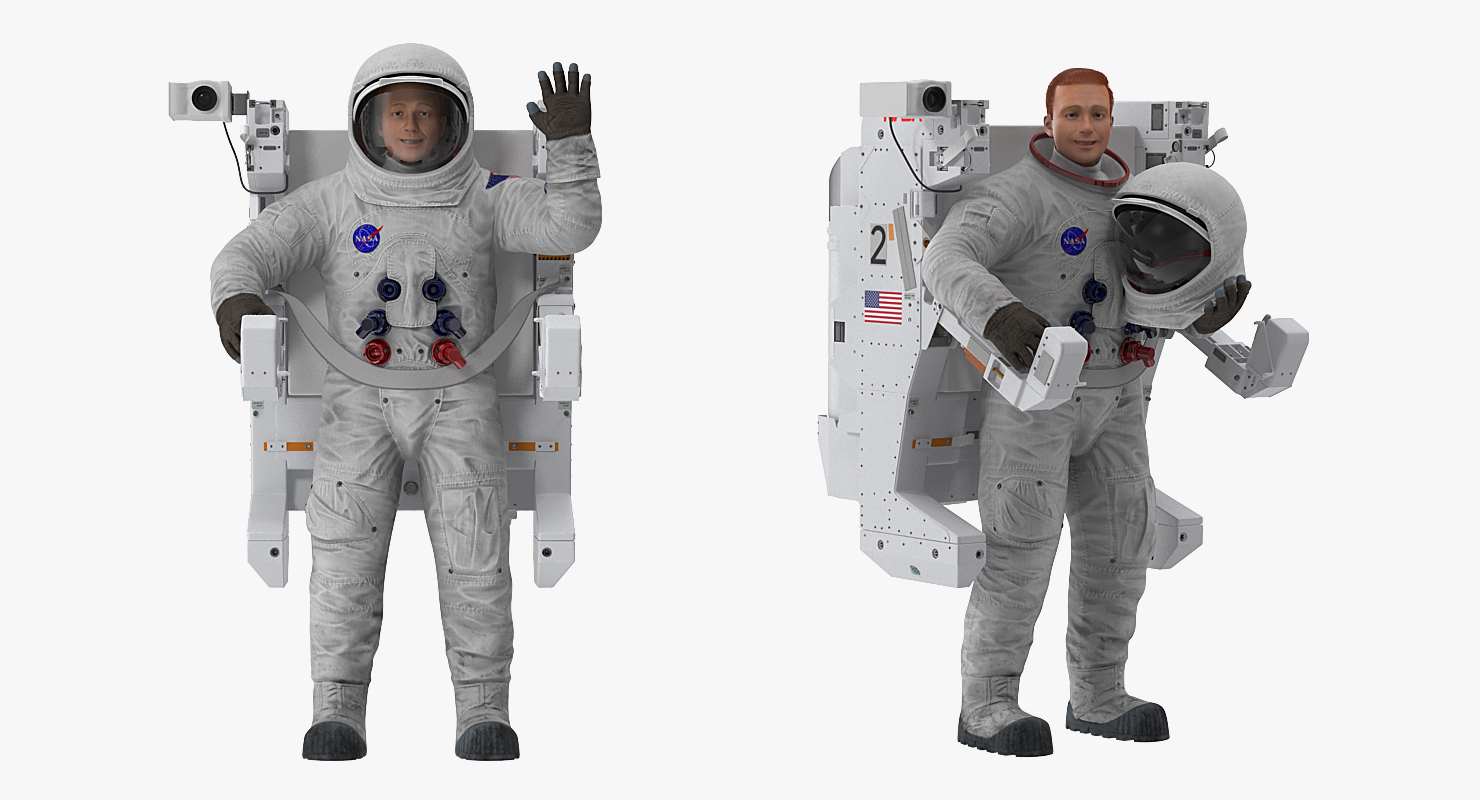 Astronaut in Spacesuit A7L with Manned Maneuvering Unit Rigged 3D