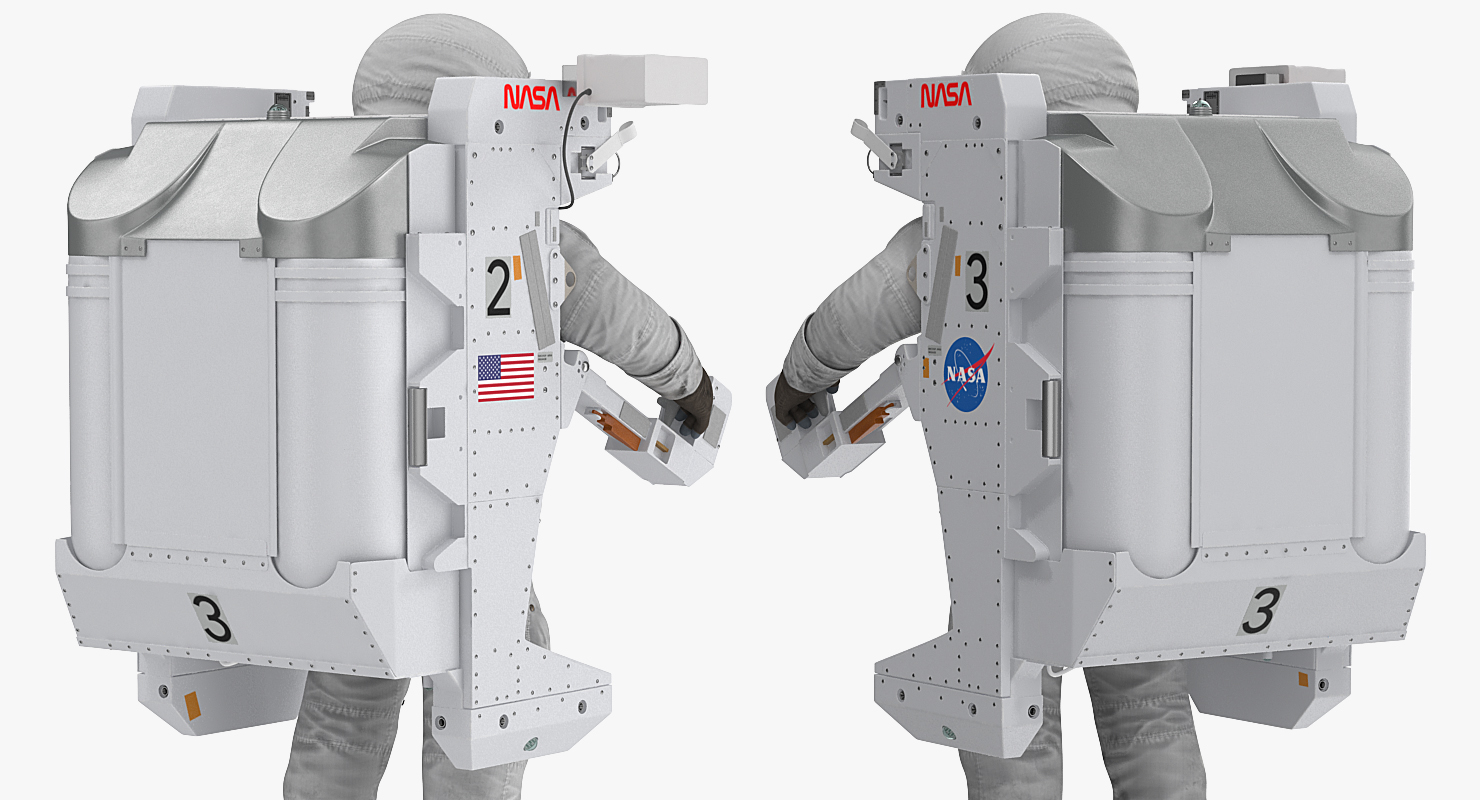 Astronaut in Spacesuit A7L with Manned Maneuvering Unit Rigged 3D
