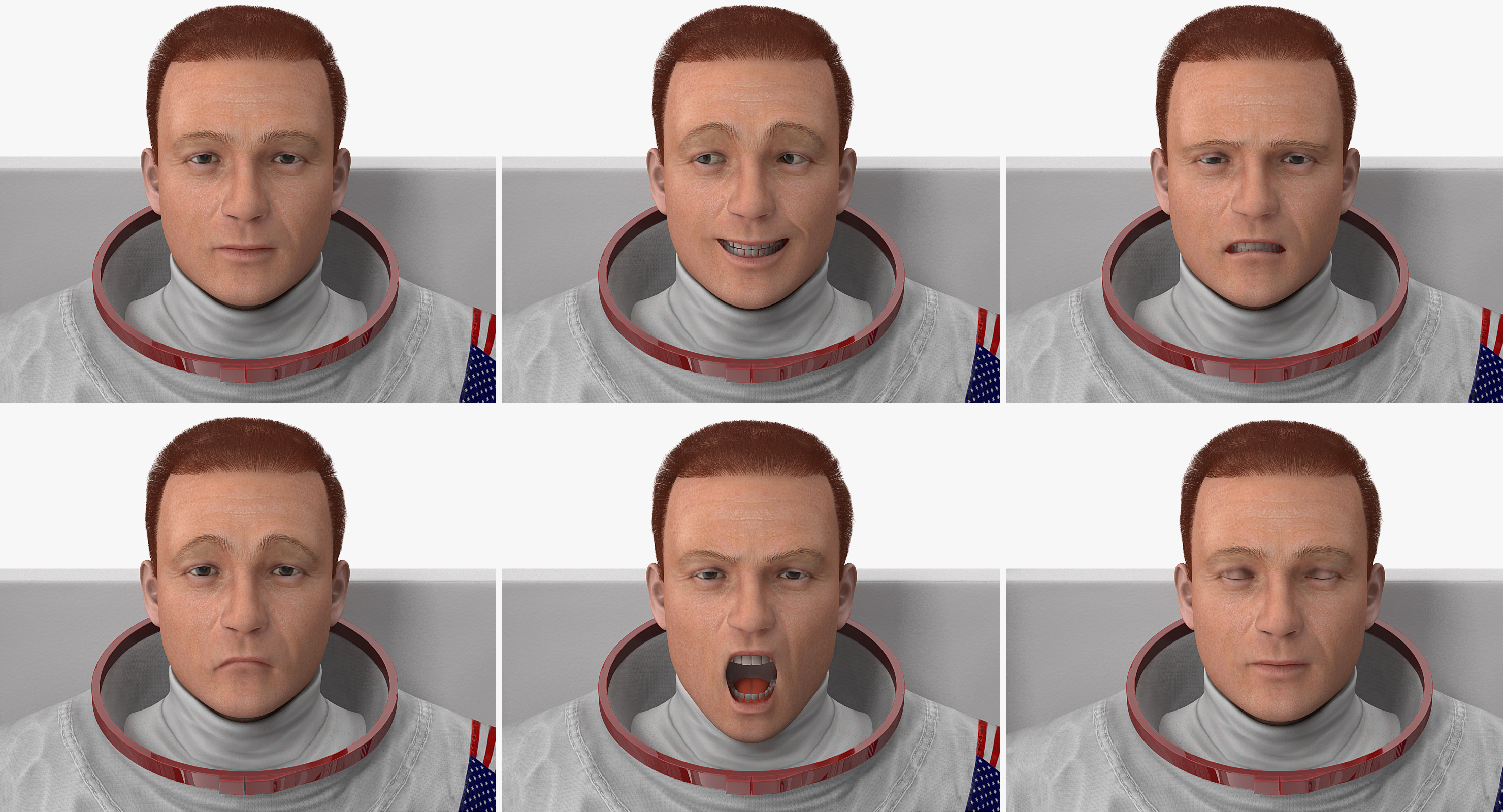Astronaut in Spacesuit A7L with Manned Maneuvering Unit Rigged 3D