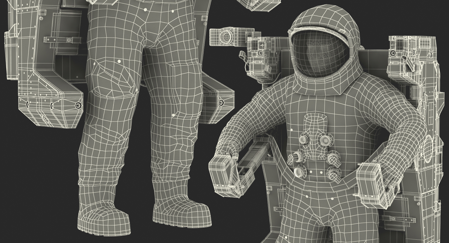Astronaut in Spacesuit A7L with Manned Maneuvering Unit Rigged 3D