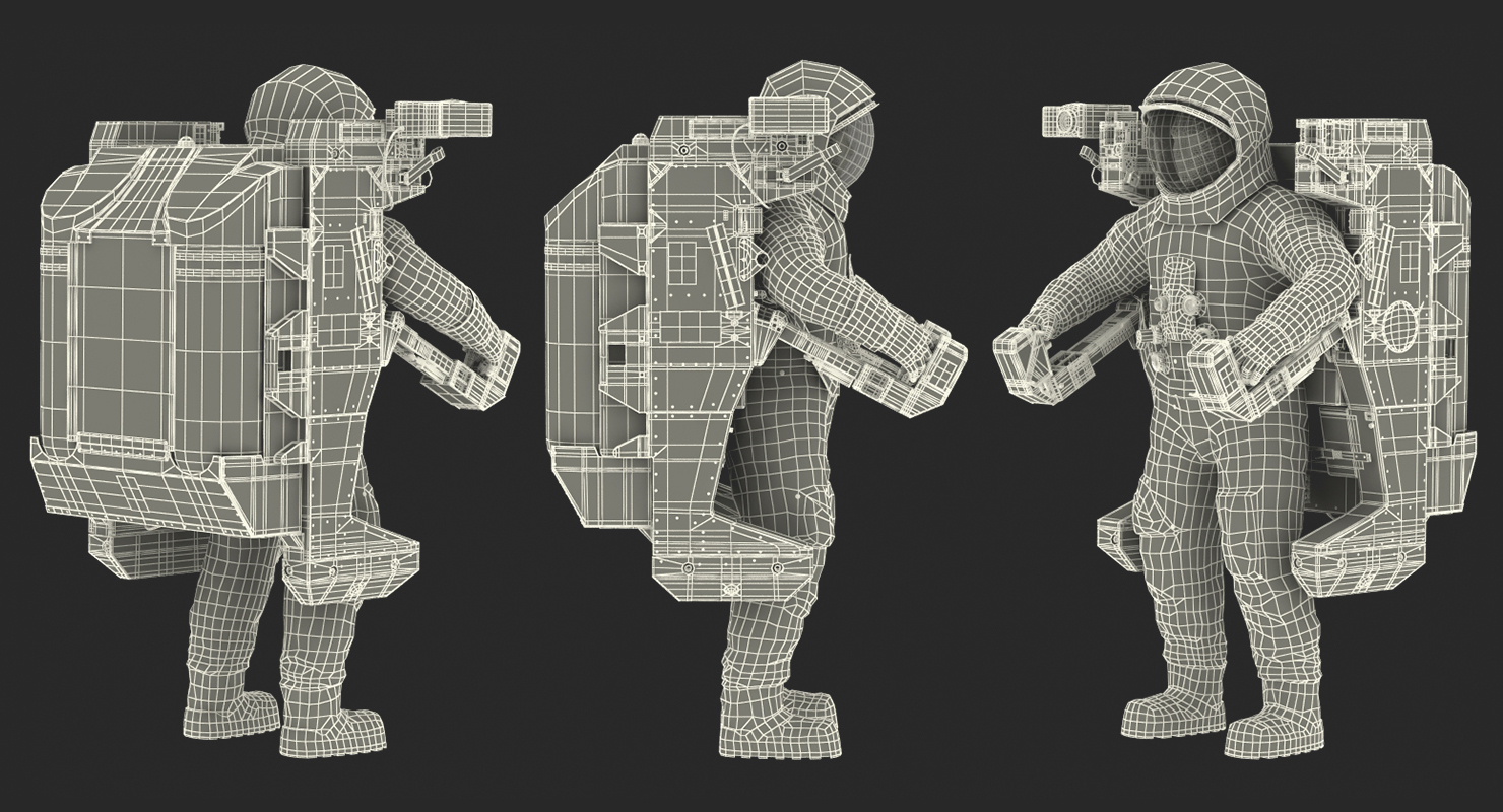 Astronaut in Spacesuit A7L with Manned Maneuvering Unit Rigged 3D