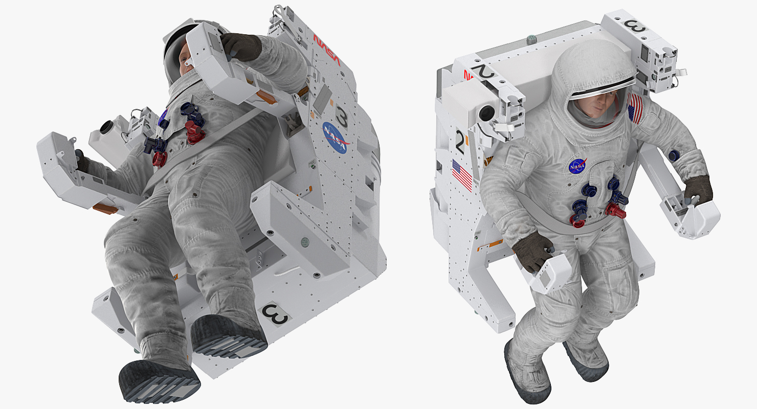 Astronaut in Spacesuit A7L with Manned Maneuvering Unit Rigged 3D