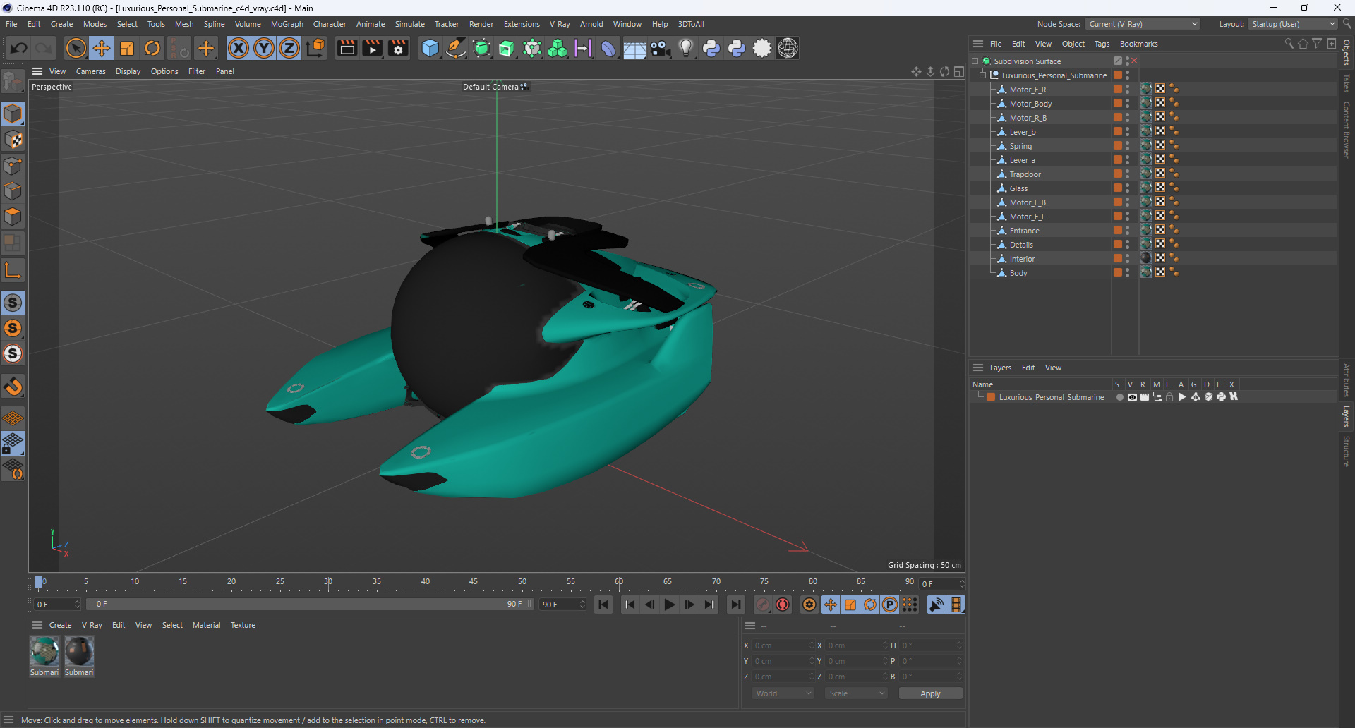 3D Luxurious Personal Submarine model