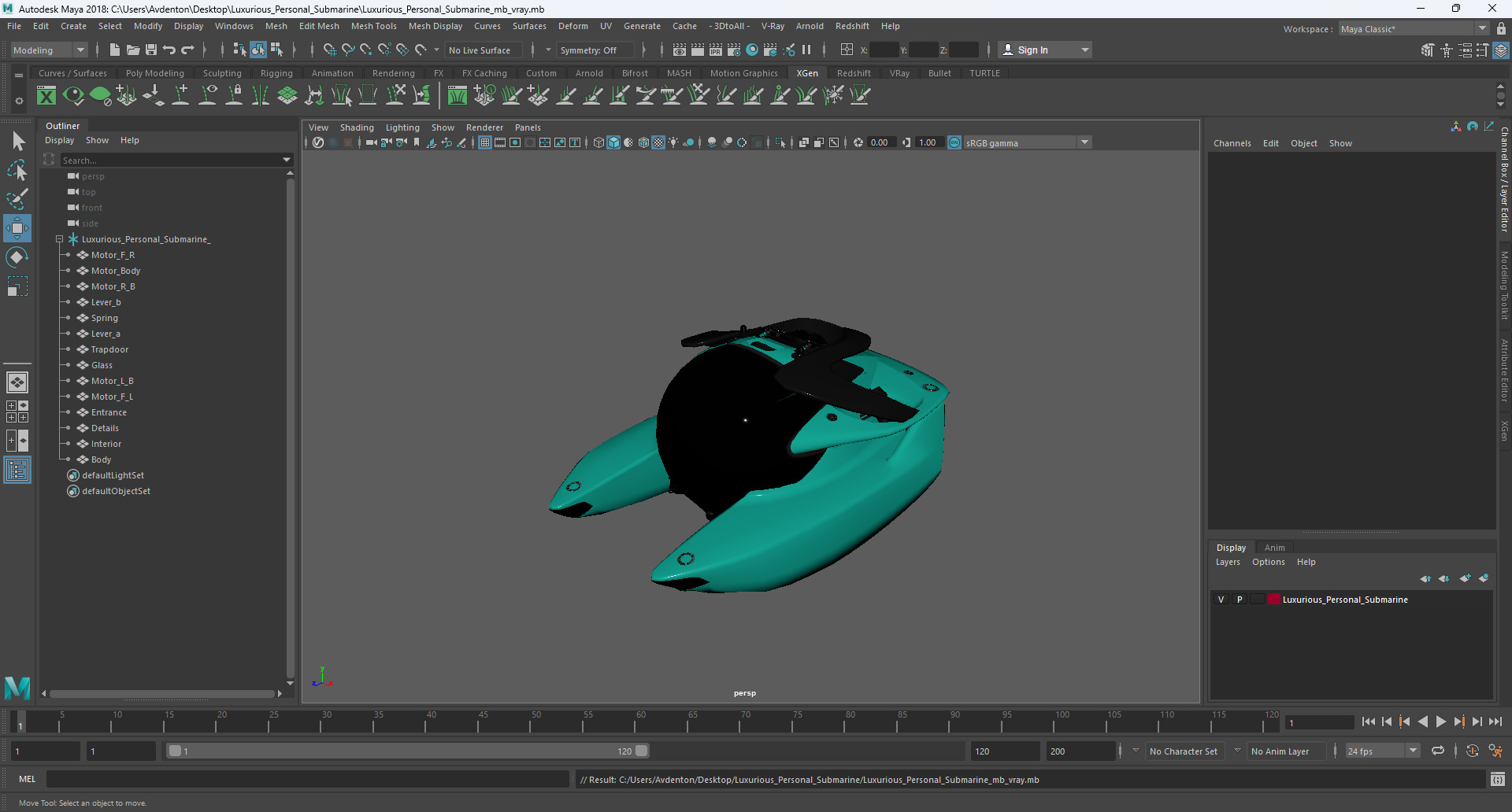 3D Luxurious Personal Submarine model