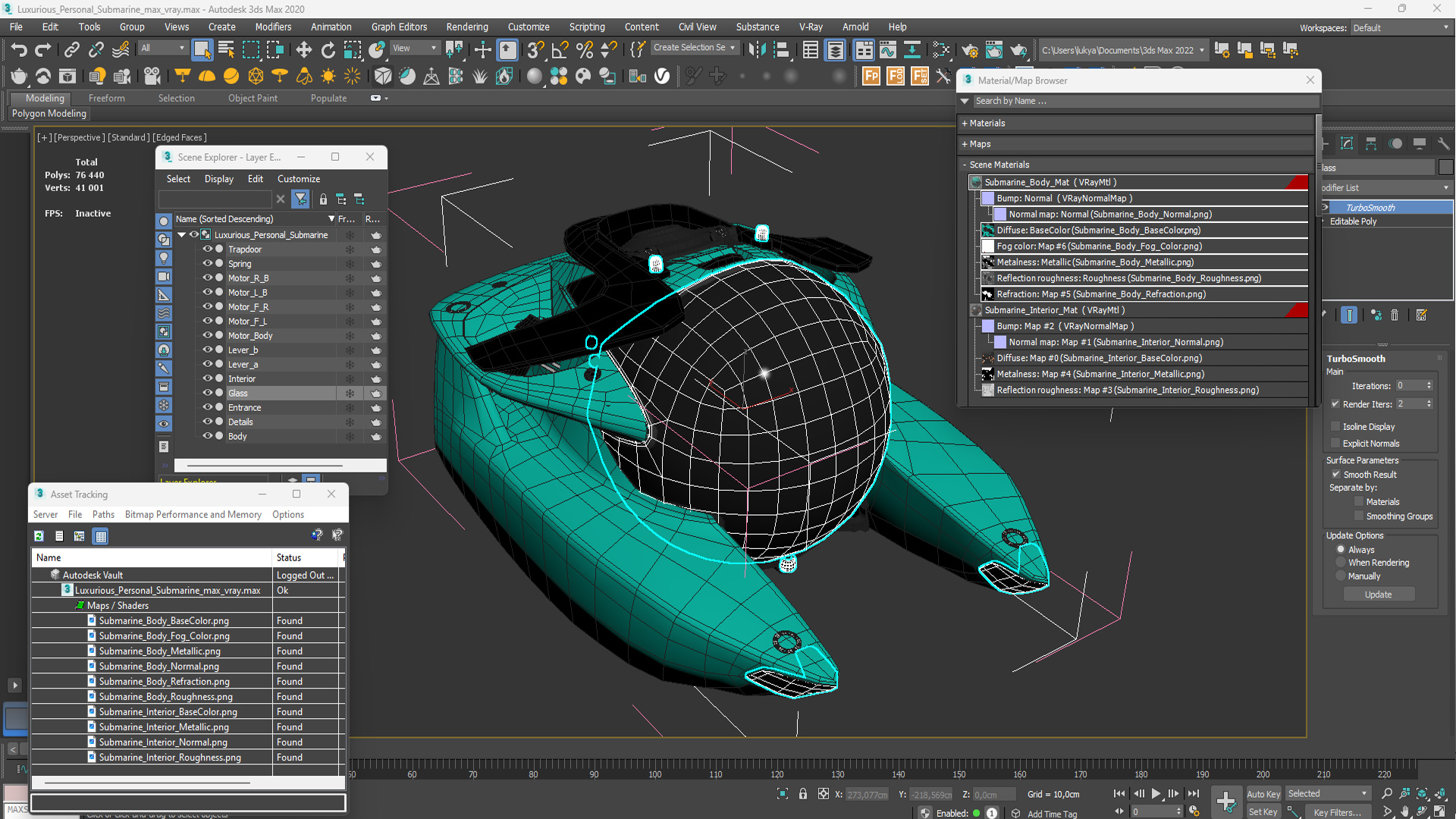 3D Luxurious Personal Submarine model