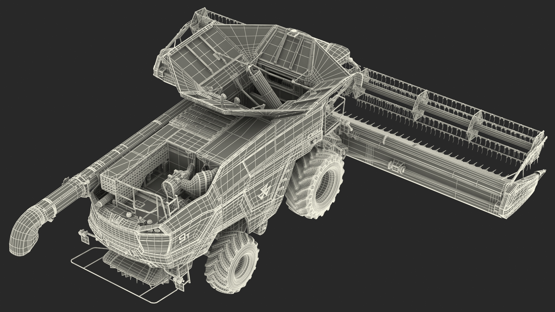 3D Harvester Massey Ferguson Ideal Rigged model