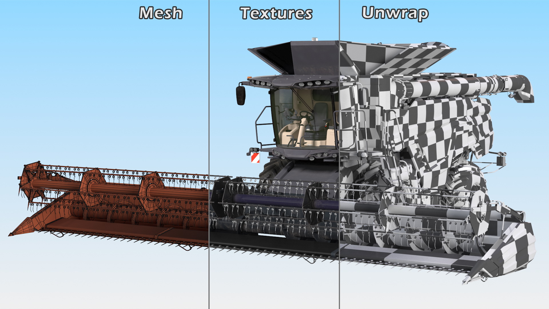 3D Harvester Massey Ferguson Ideal Rigged model