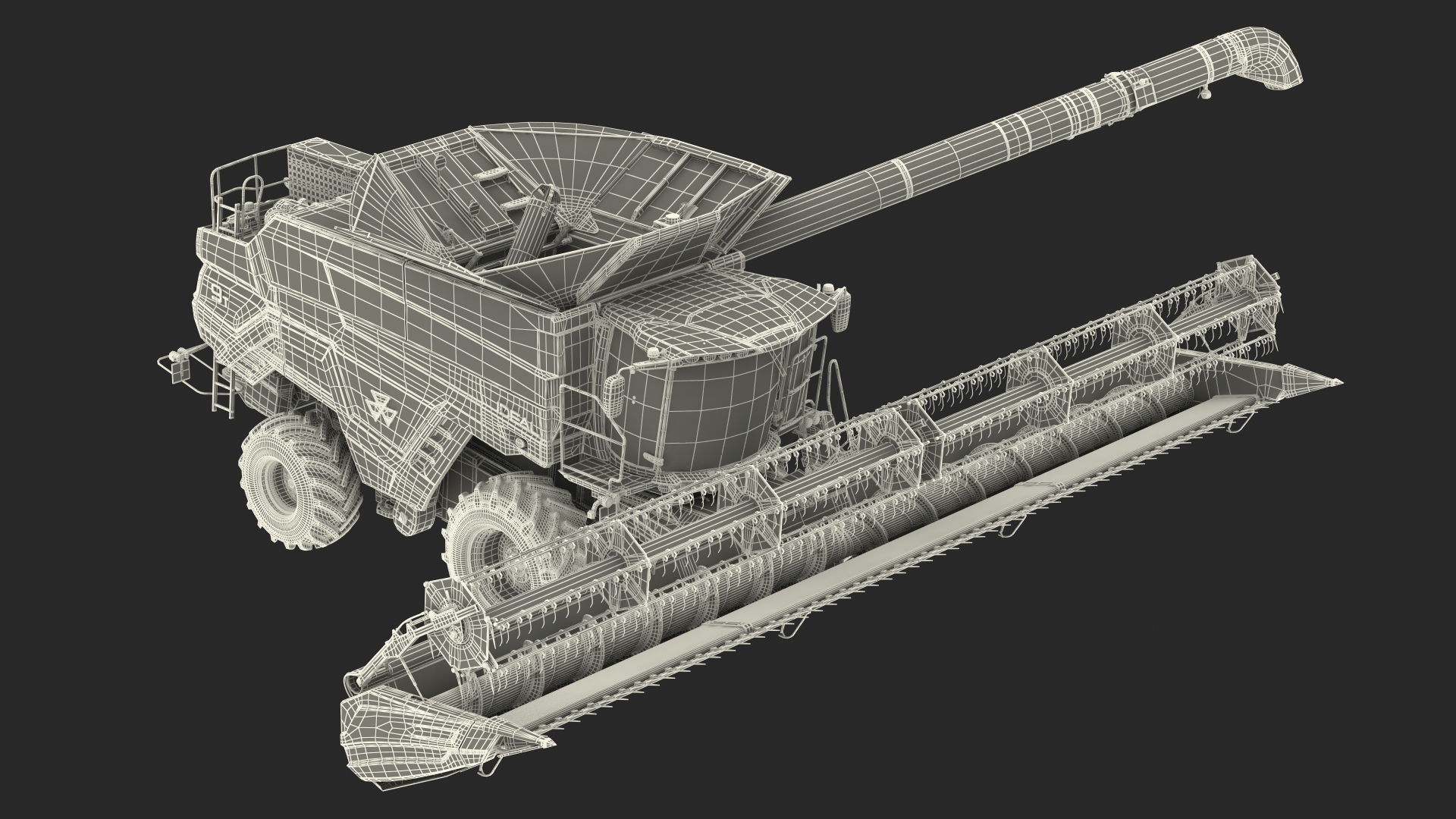 3D Harvester Massey Ferguson Ideal Rigged model
