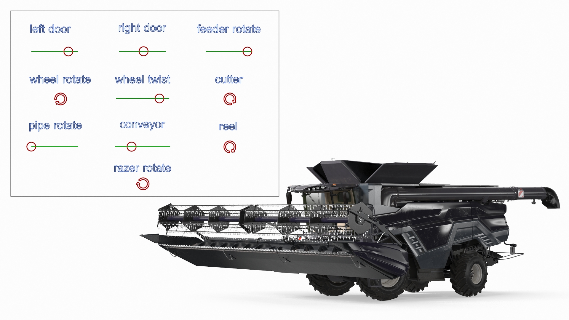 3D Harvester Massey Ferguson Ideal Rigged model