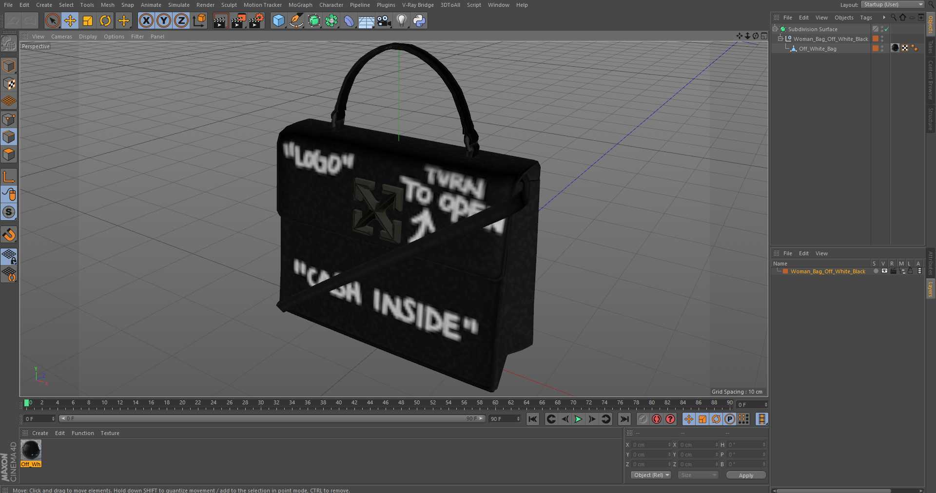 3D model Woman Bag Off White Black