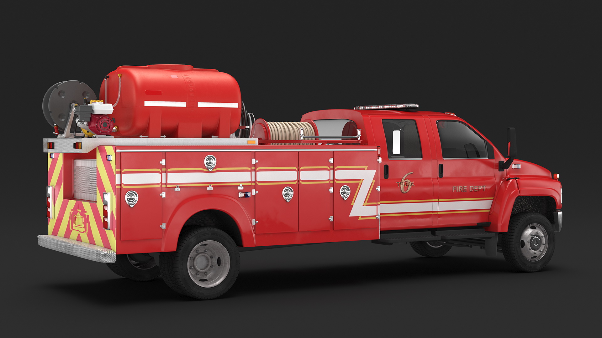 3D Fire Department Truck with Tank