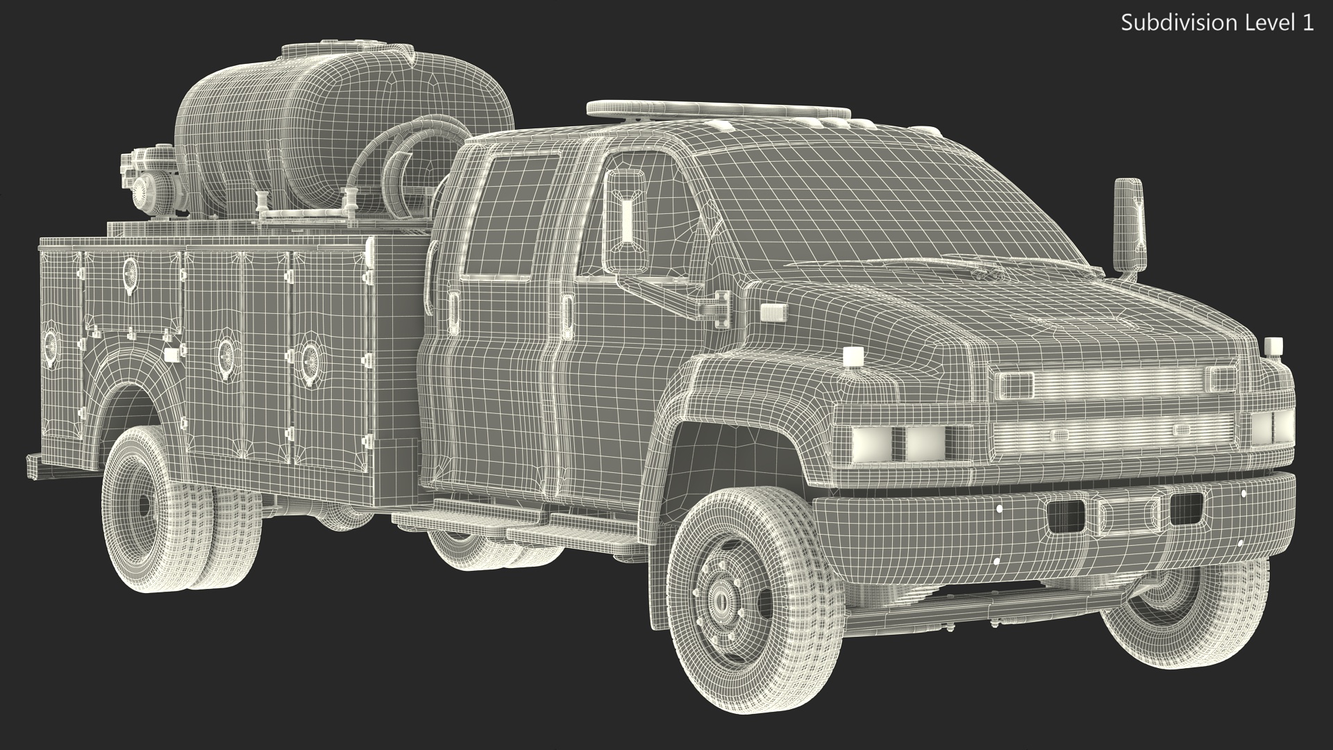 3D Fire Department Truck with Tank