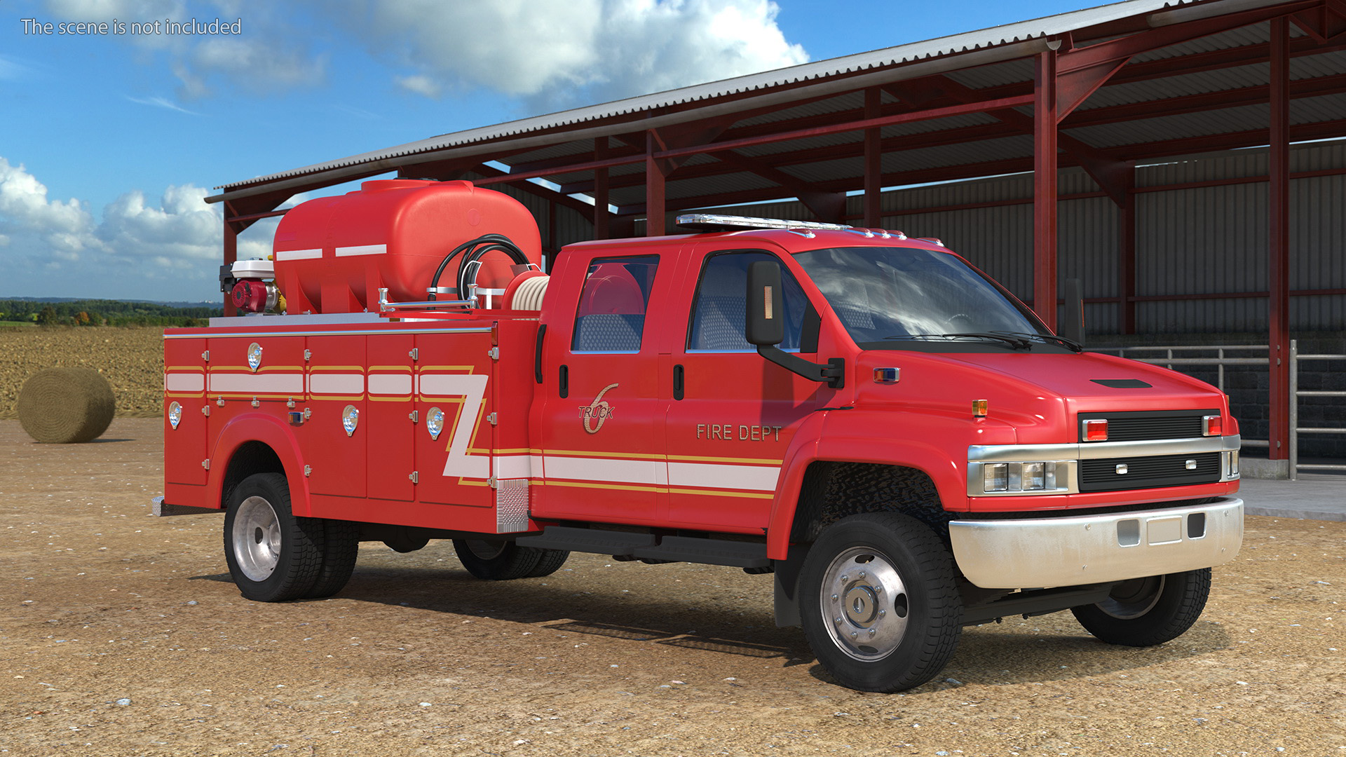 3D Fire Department Truck with Tank