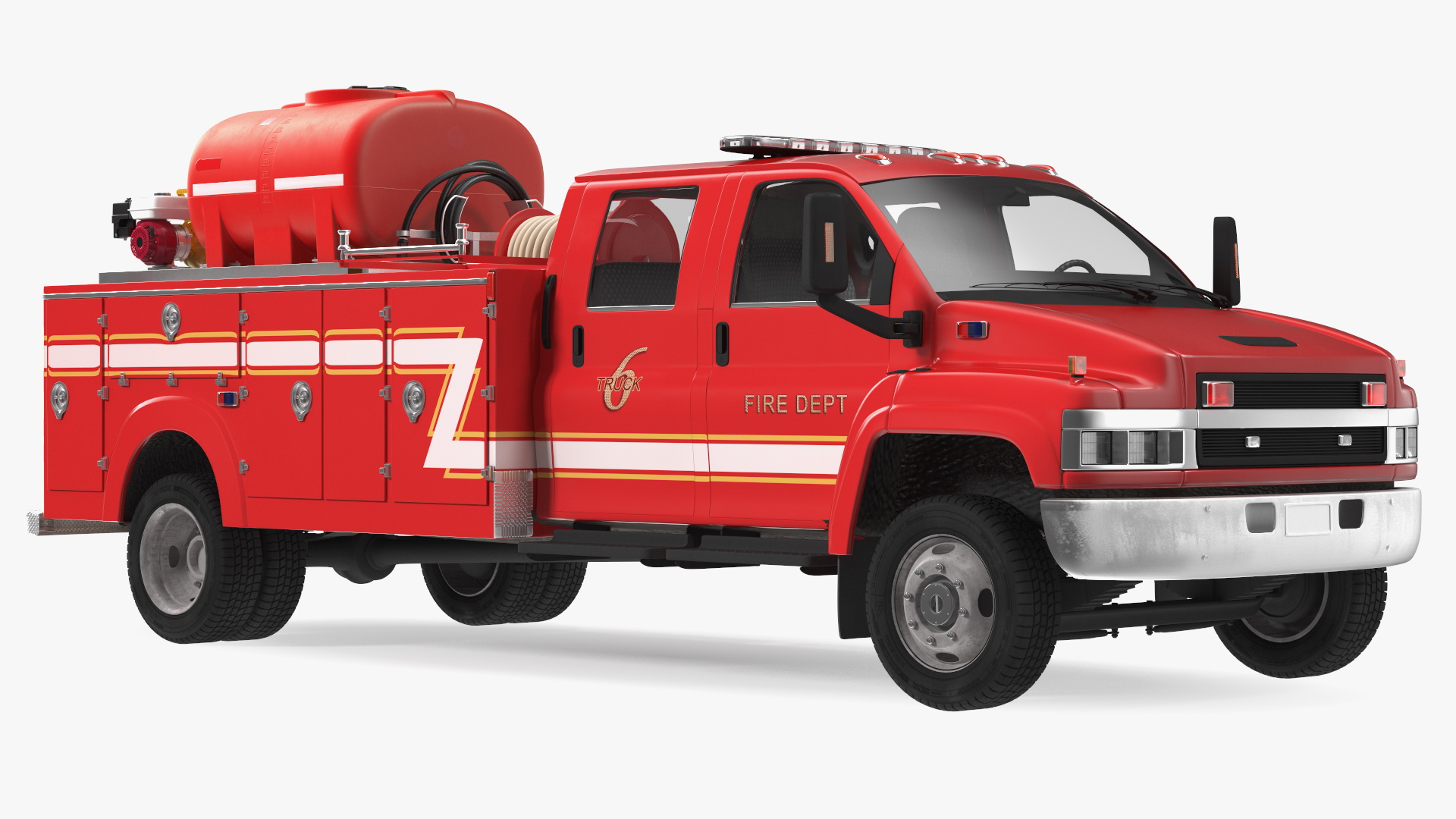 3D Fire Department Truck with Tank