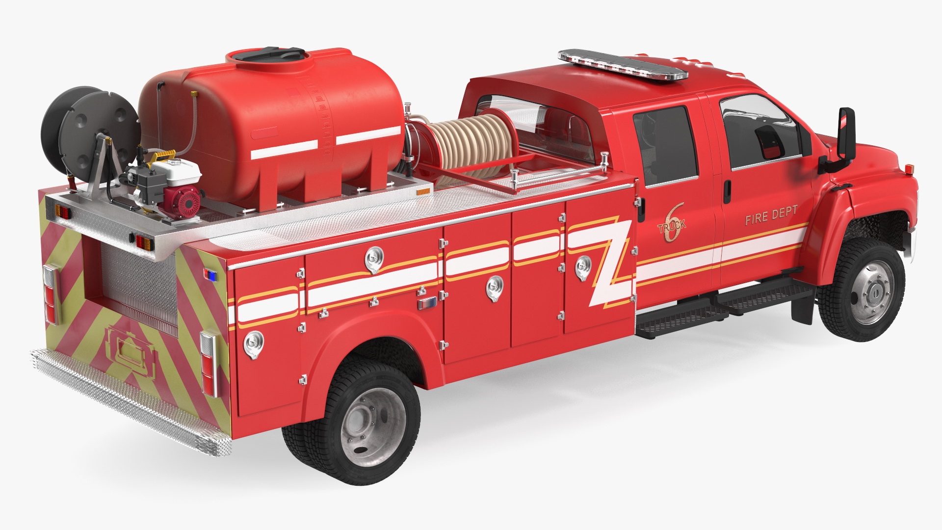 3D Fire Department Truck with Tank