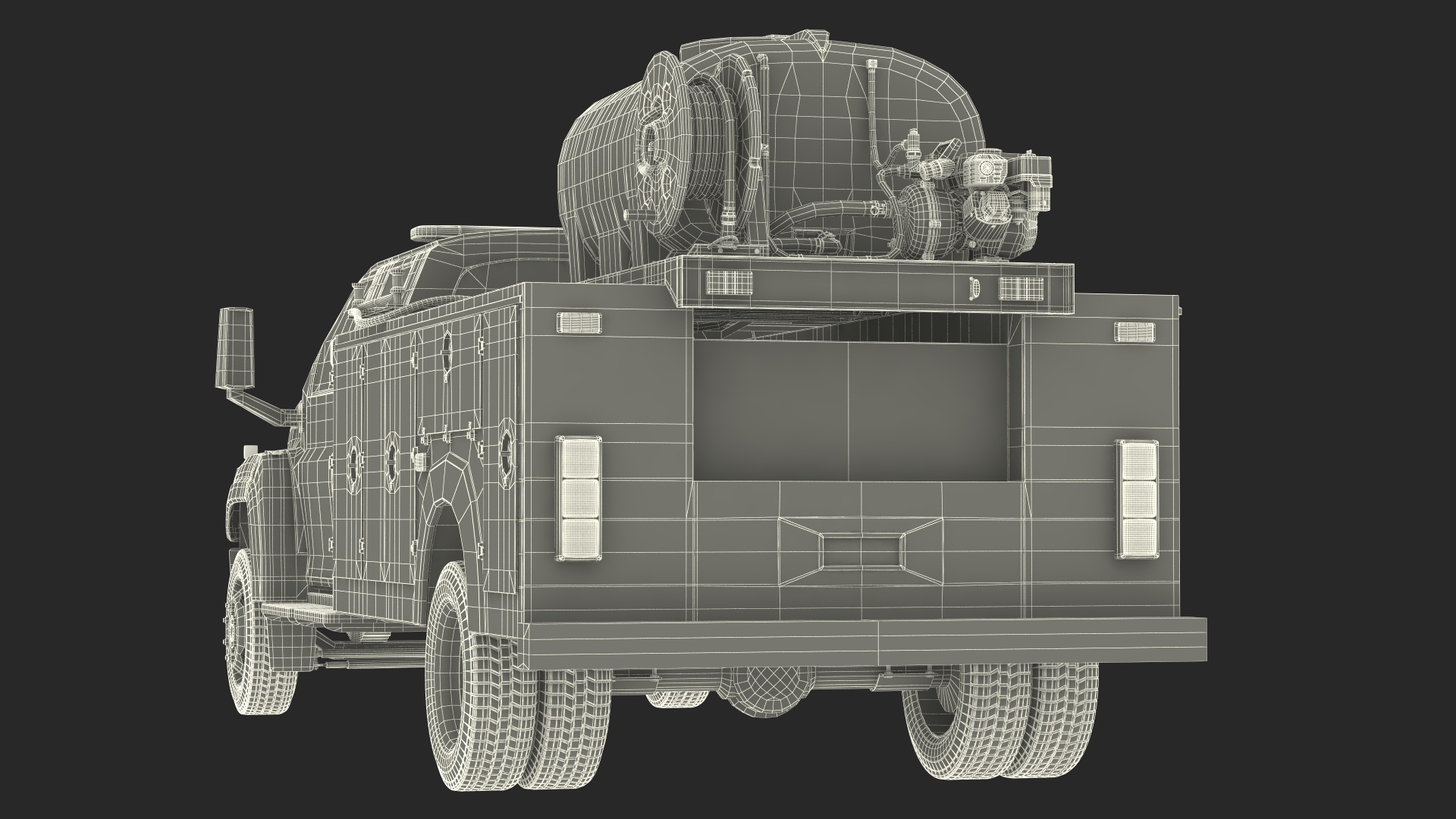 3D Fire Department Truck with Tank